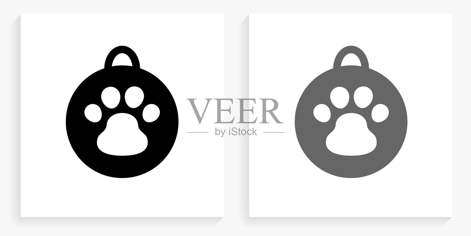 狗的标签黑白方形图标插画图片素材