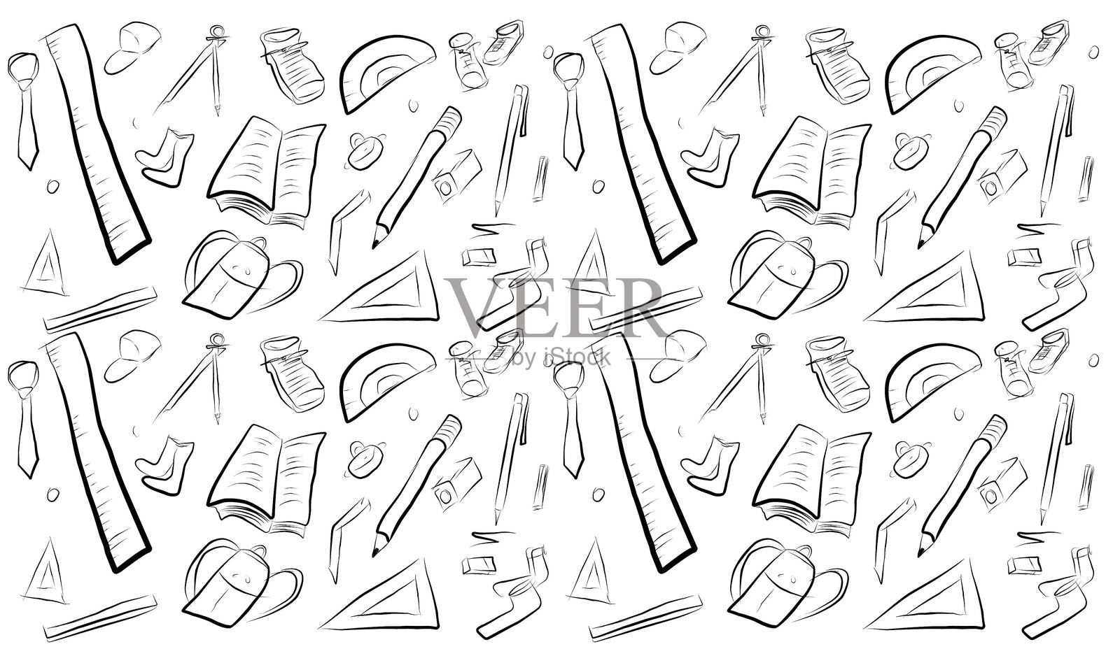 带有学校用品的涂鸦.eps插画图片素材