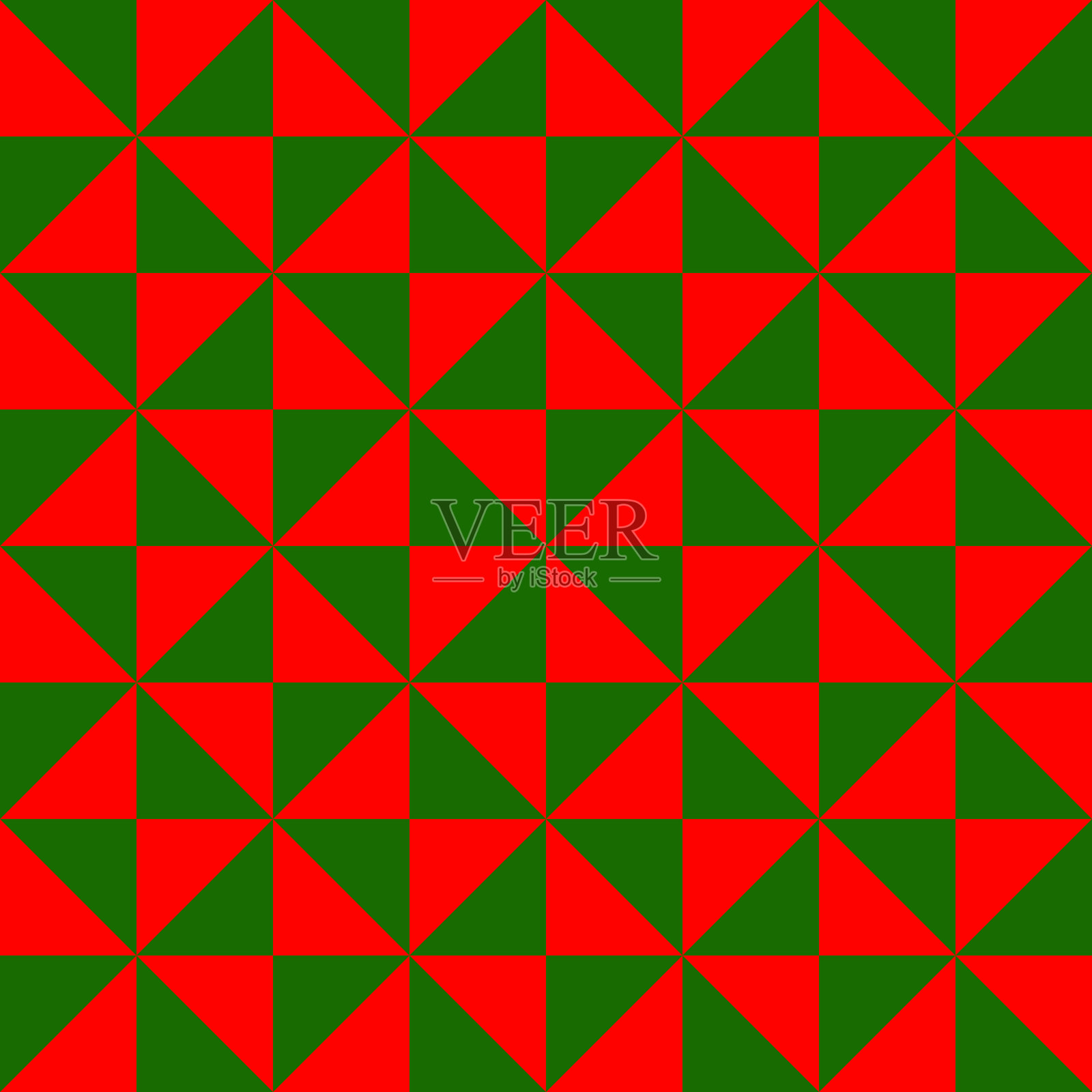 红色和绿色三角形的几何无缝图案。插画图片素材