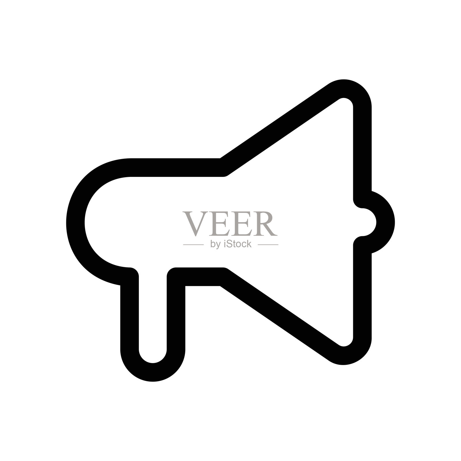 用于公共公告工具的简单线条绘制的喇叭图标插画图片素材