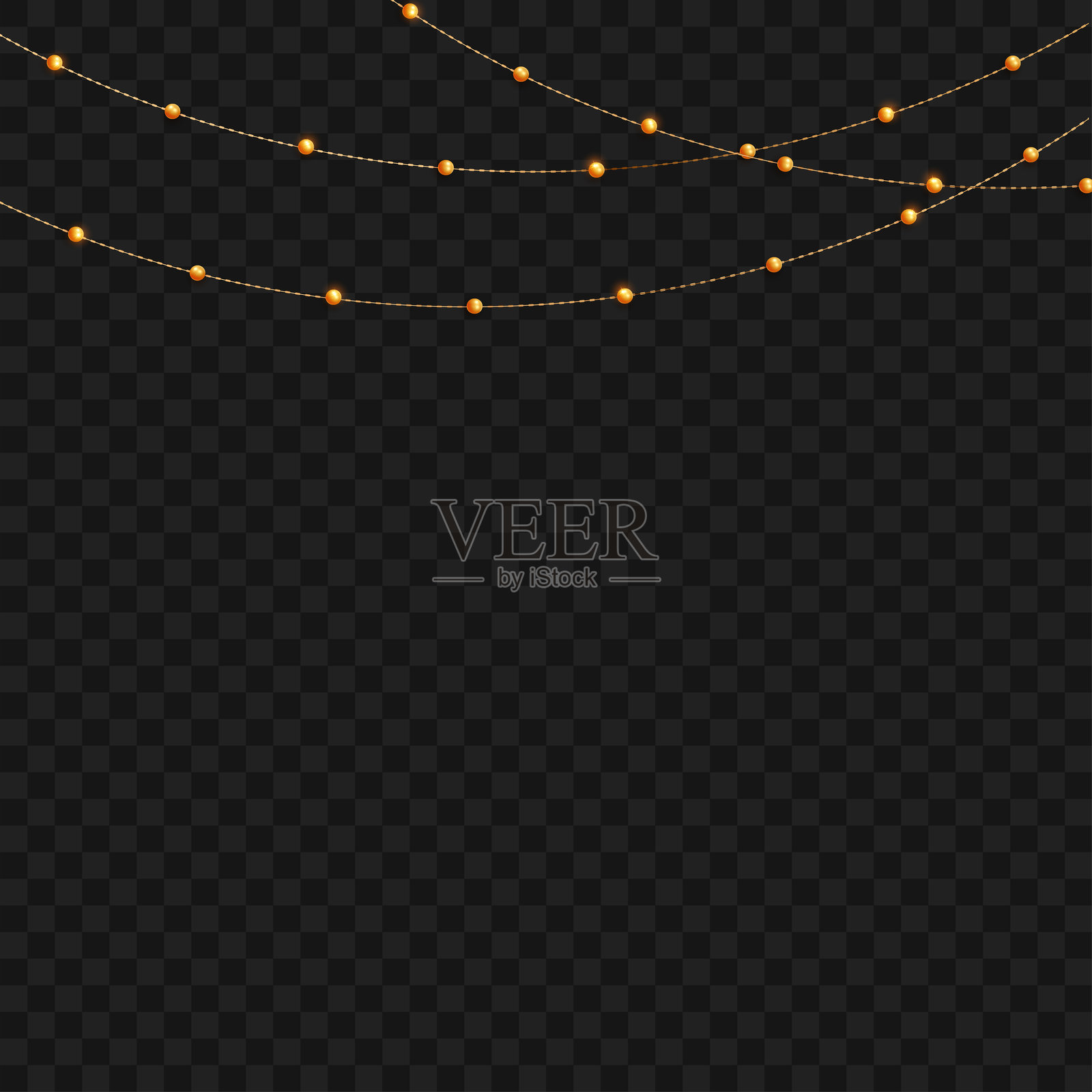 逼真的金色珠子挂饰用于节日装饰。矢量图插画图片素材