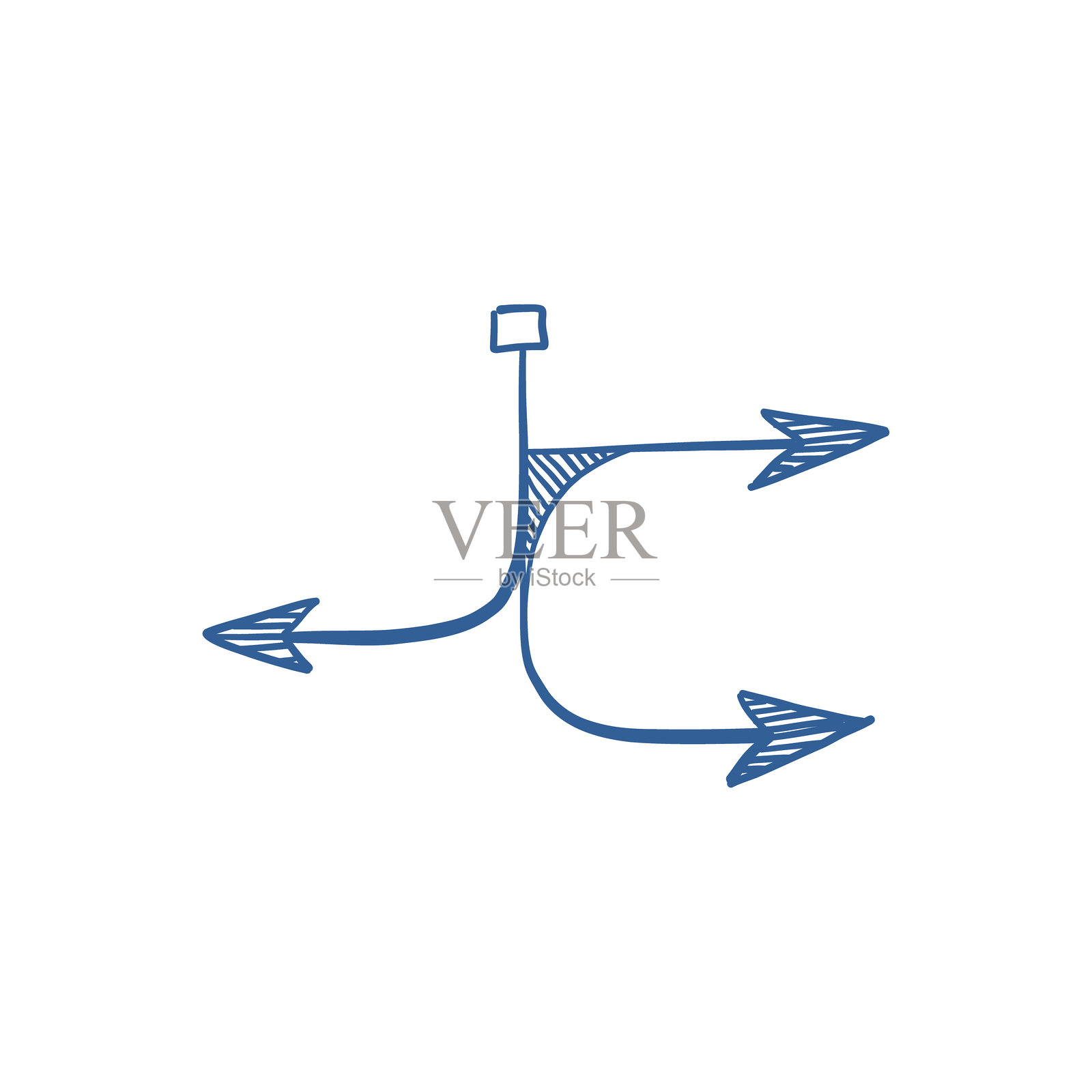 手绘箭头的艺术涂鸦，铅笔墨水画作为方向标志，简单的图形符号用于路径和目标。插画图片素材