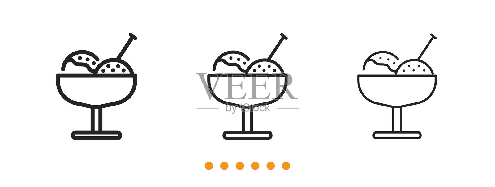 甜点图标。细线图标矢量插画图片素材