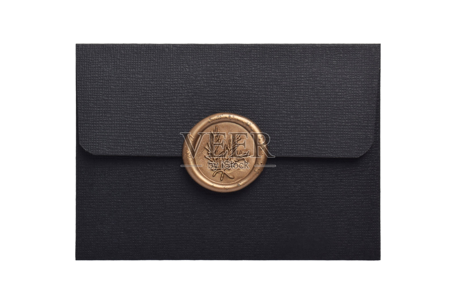 黑色信封配有蜡封照片摄影图片
