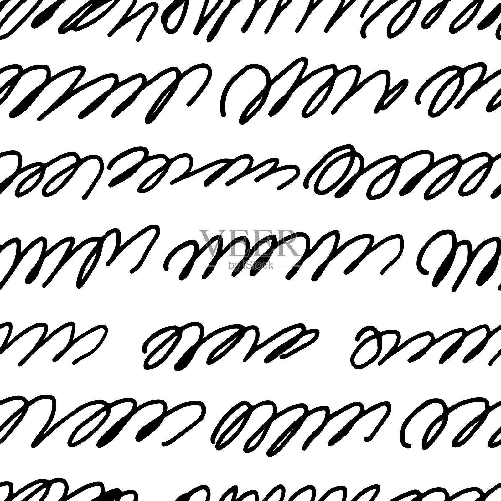 抽象涂鸦涂写矢量无缝图案。插画图片素材