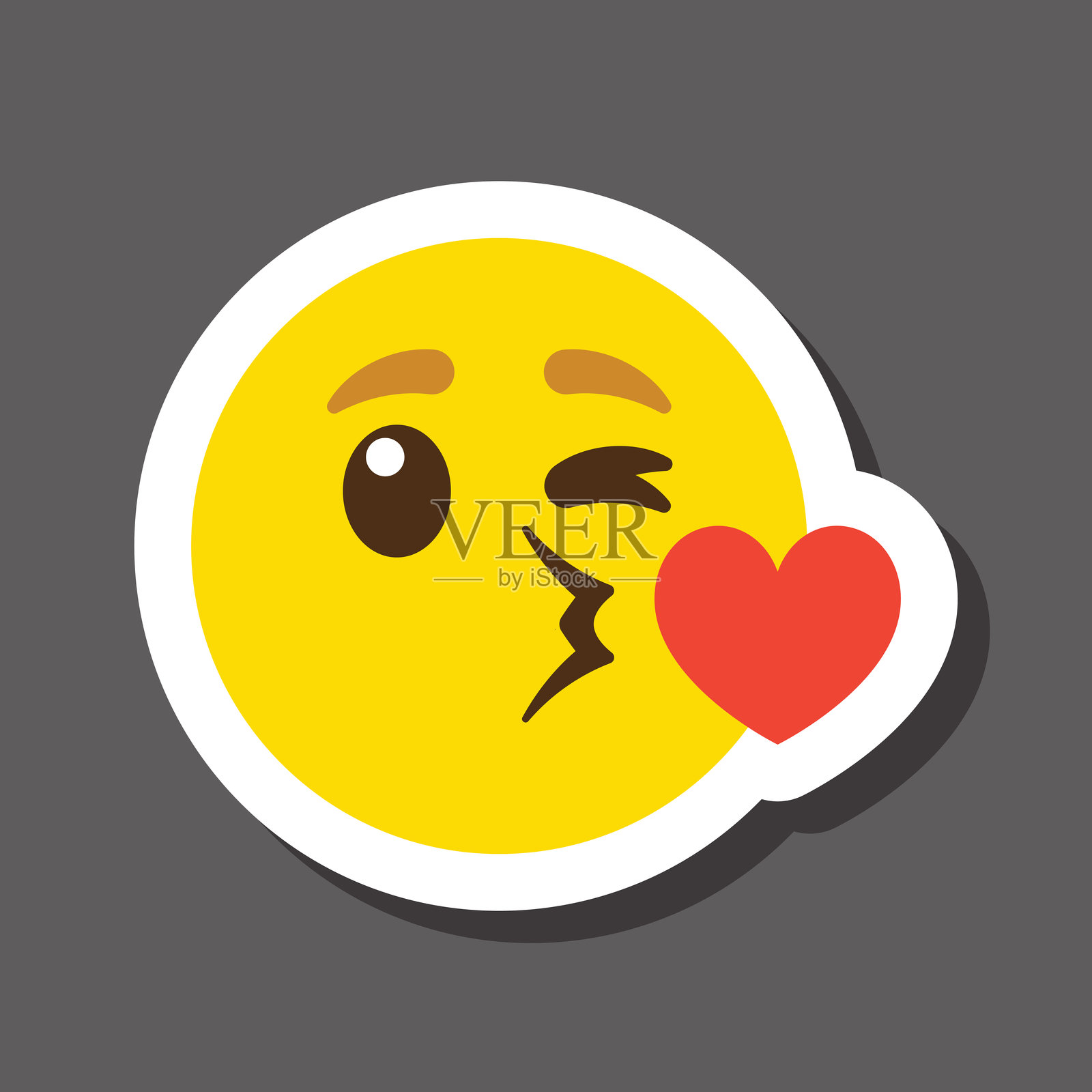 吹吻表情符号贴纸插画图片素材