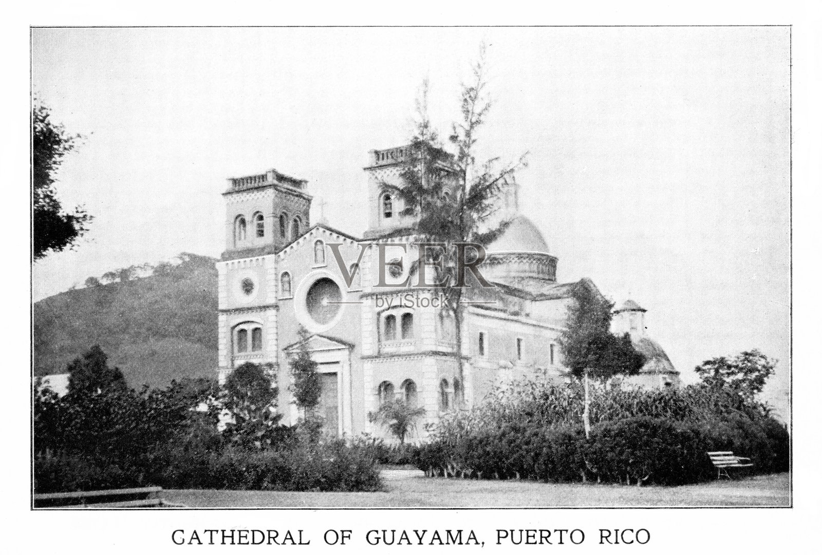 圣安东尼奥·德·帕杜瓦教堂，瓜亚马，波多黎各，西班牙-美国战争，19世纪世界历史插画图片素材