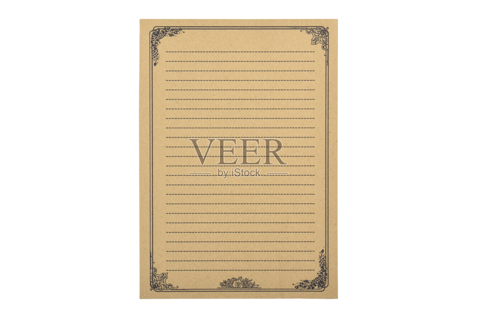 复古棕色带装饰边框的线条纸照片摄影图片