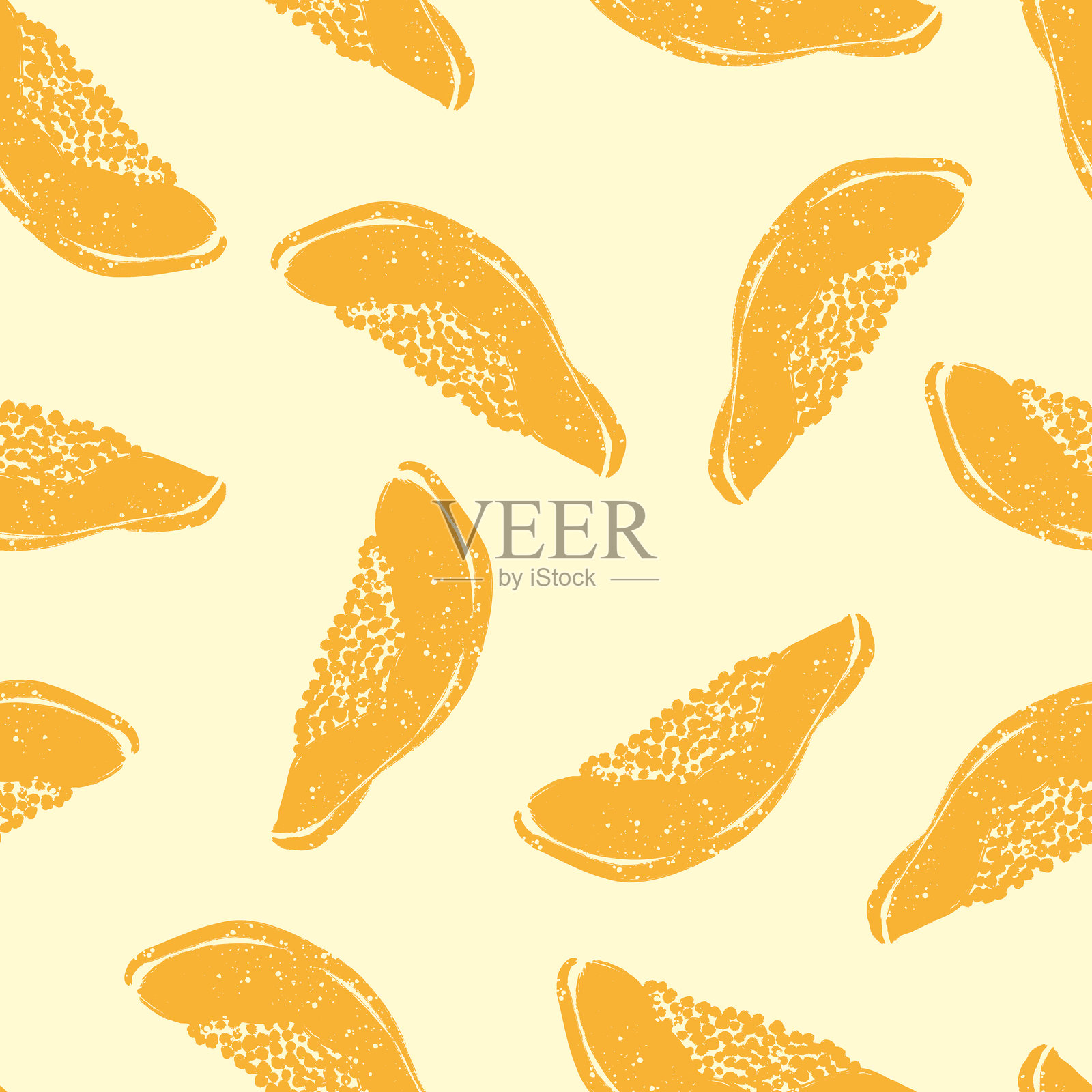 黄色木瓜楔形无缝图案插画图片素材