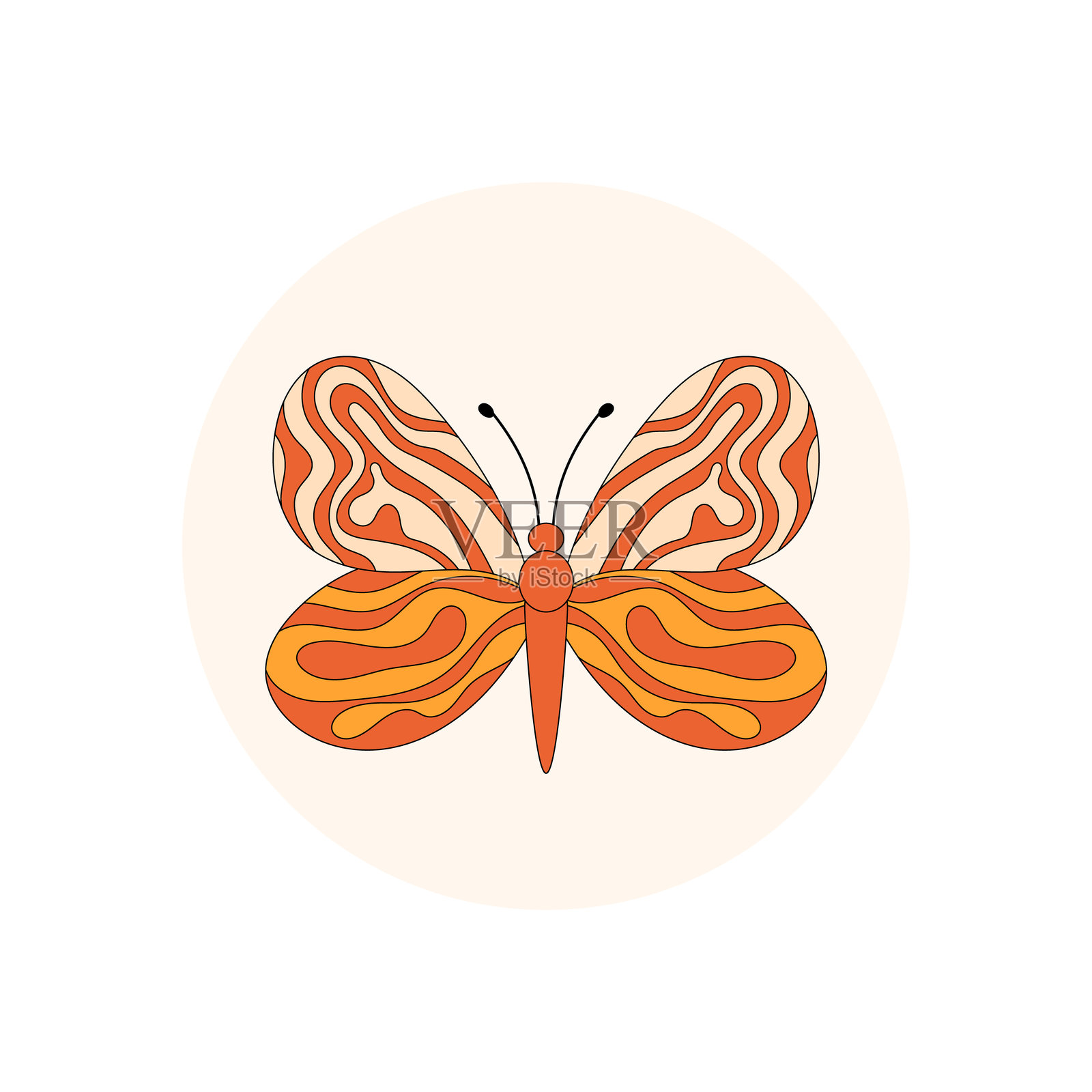 复古风格的蝴蝶贴纸标签插画图片素材