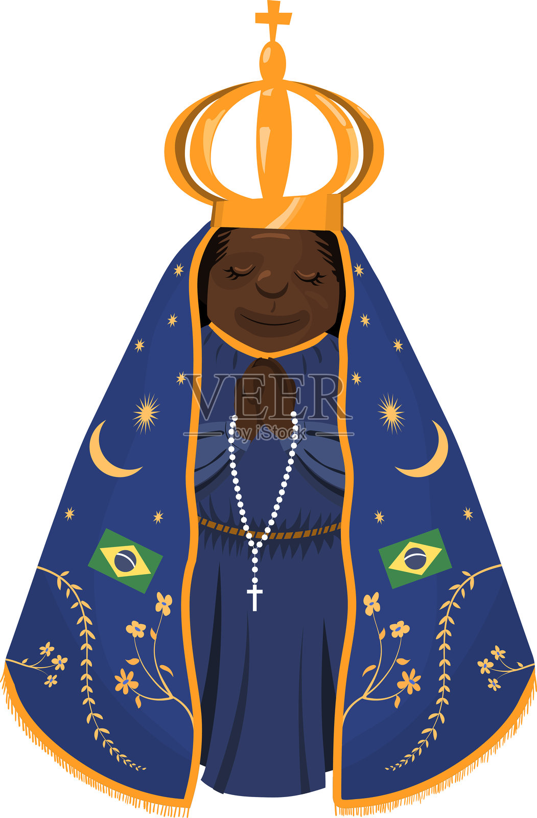 阿帕雷西达圣母插图，巴西的守护圣人 - 10月12日 - 无背景插画图片素材