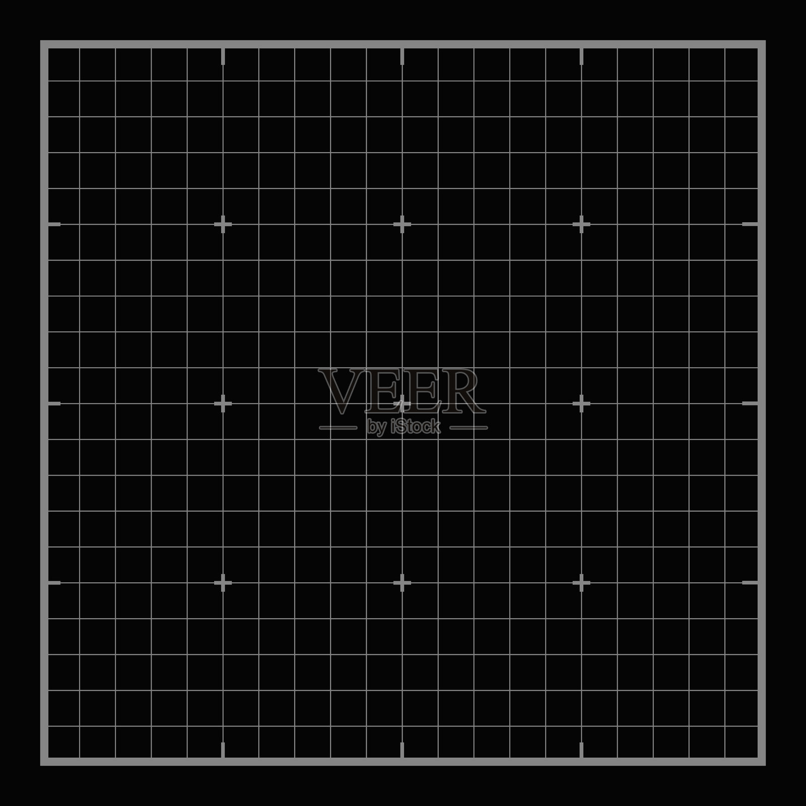 蓝图黑色图形。用于运动图形、视觉特效跟踪标记和视频效果的黑色网格。矢量插图插画图片素材