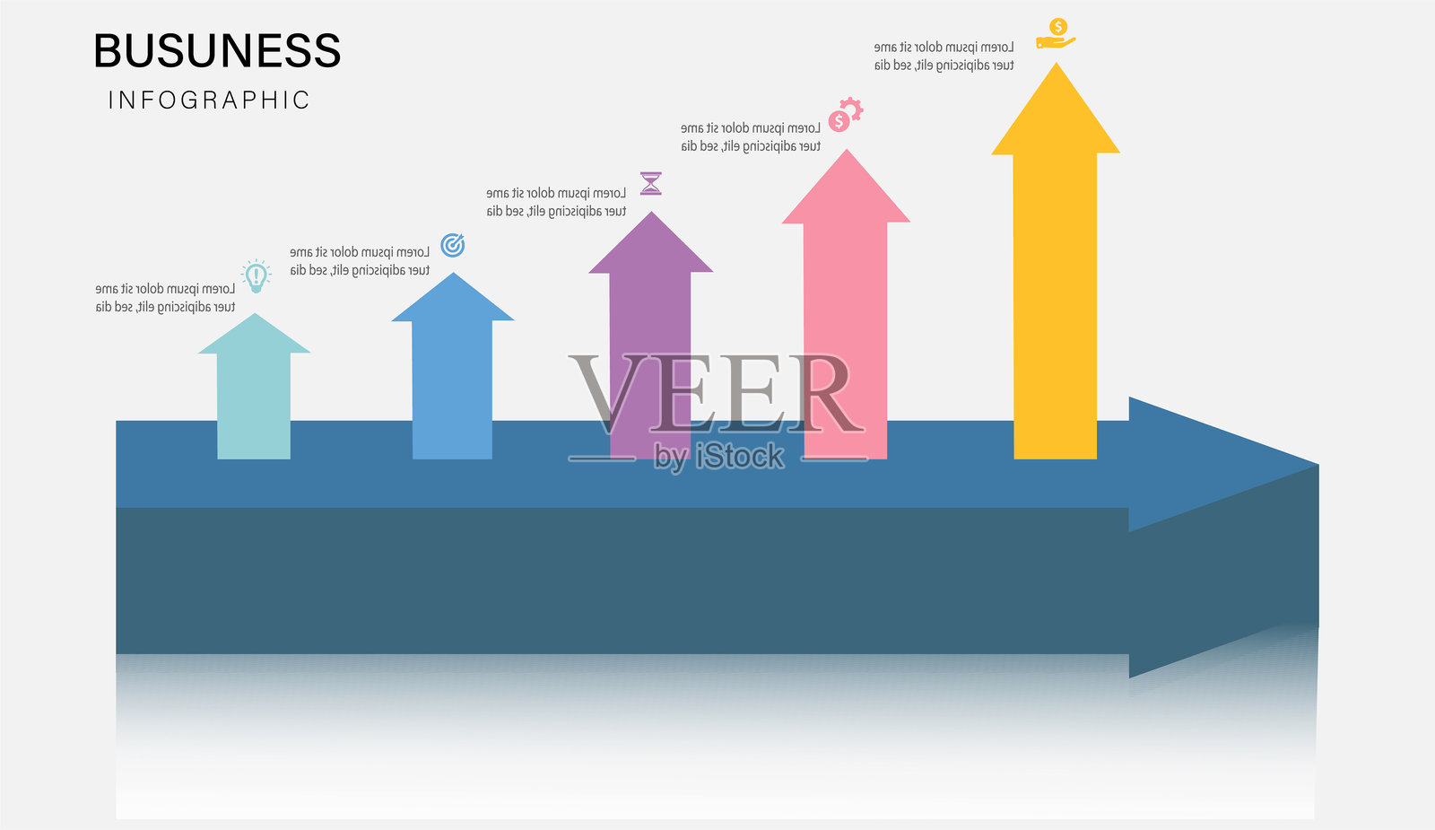 商业发展五步箭头图插画图片素材