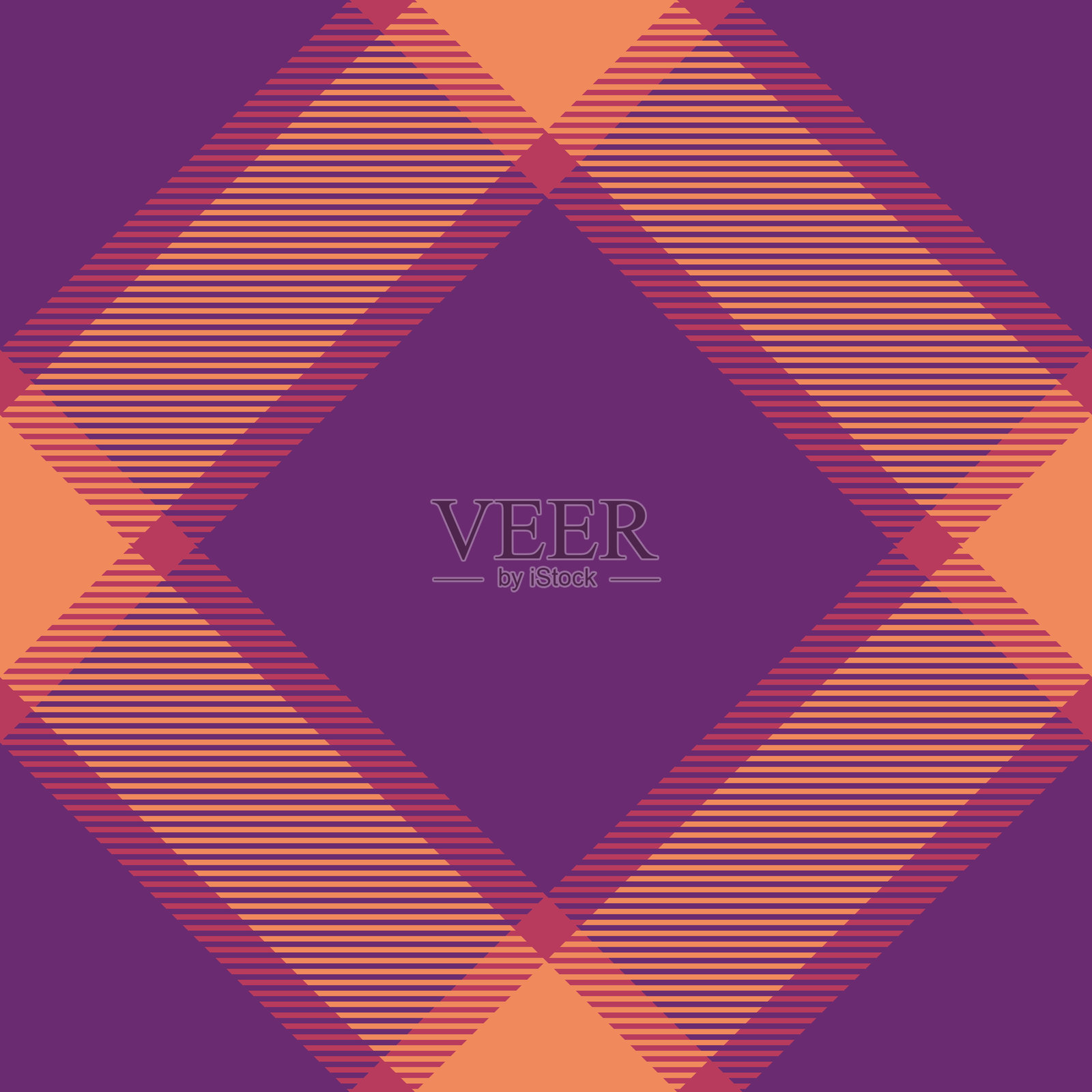 时尚的格子图案，充满活力的紫色和橙色调。适用于纺织品、服装和图形设计项目的多功能背景。经典、永恒的设计。插画图片素材