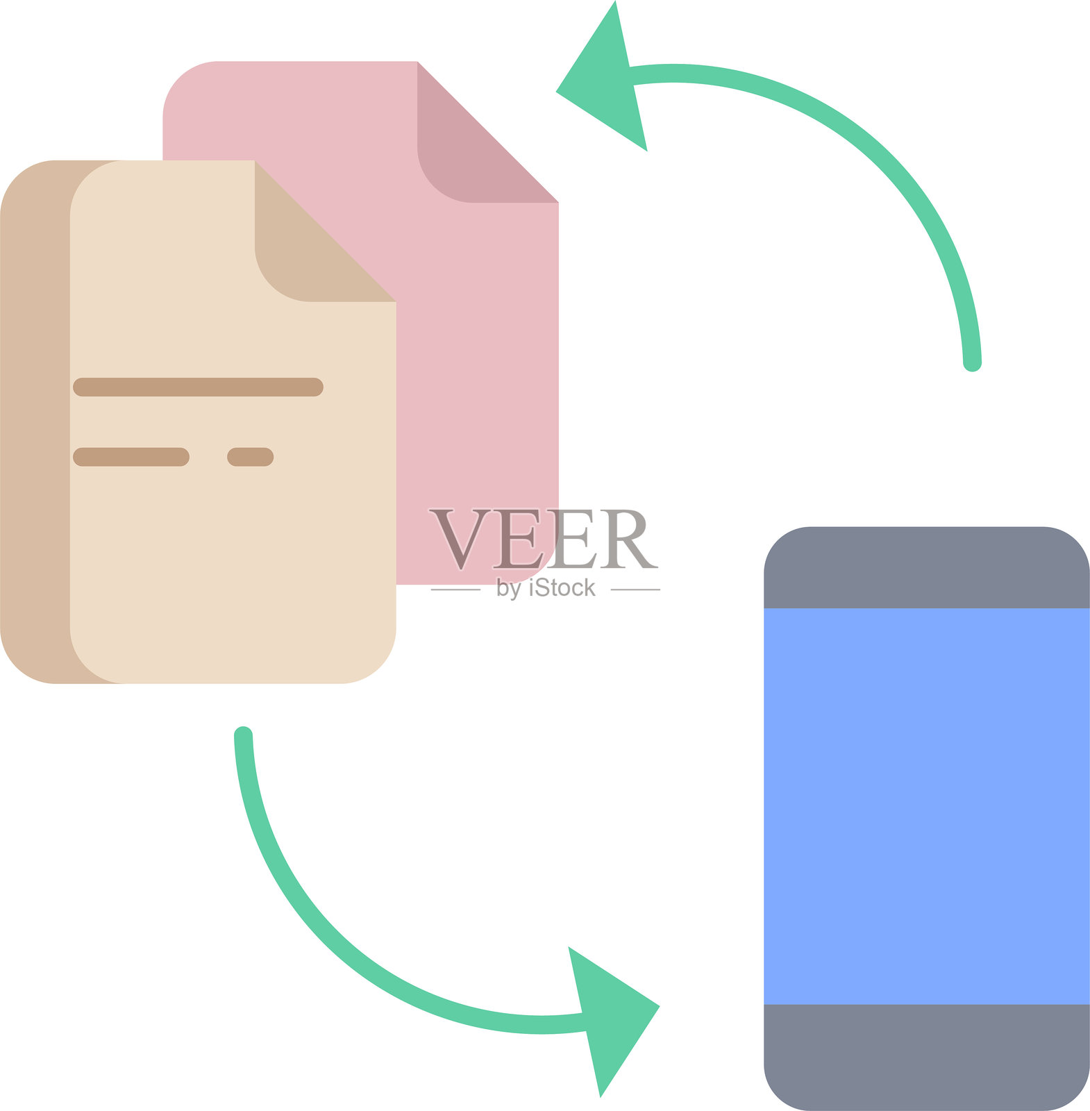 移动文件传输扁平图标设计插画图片素材