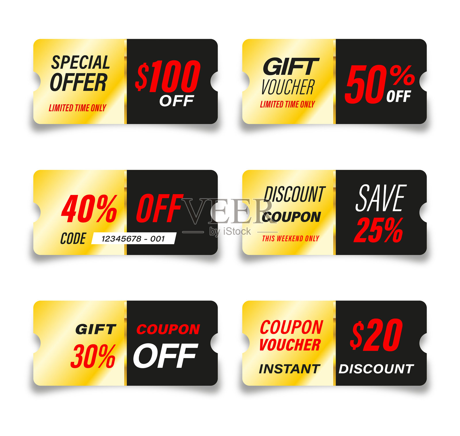 一套现成的折扣优惠券插画图片素材