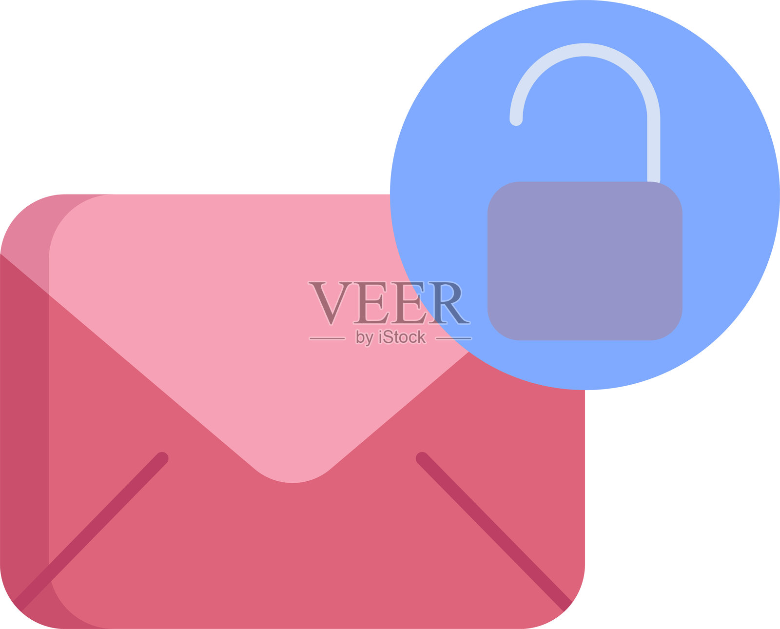 电子邮件解锁扁平图标设计插画图片素材