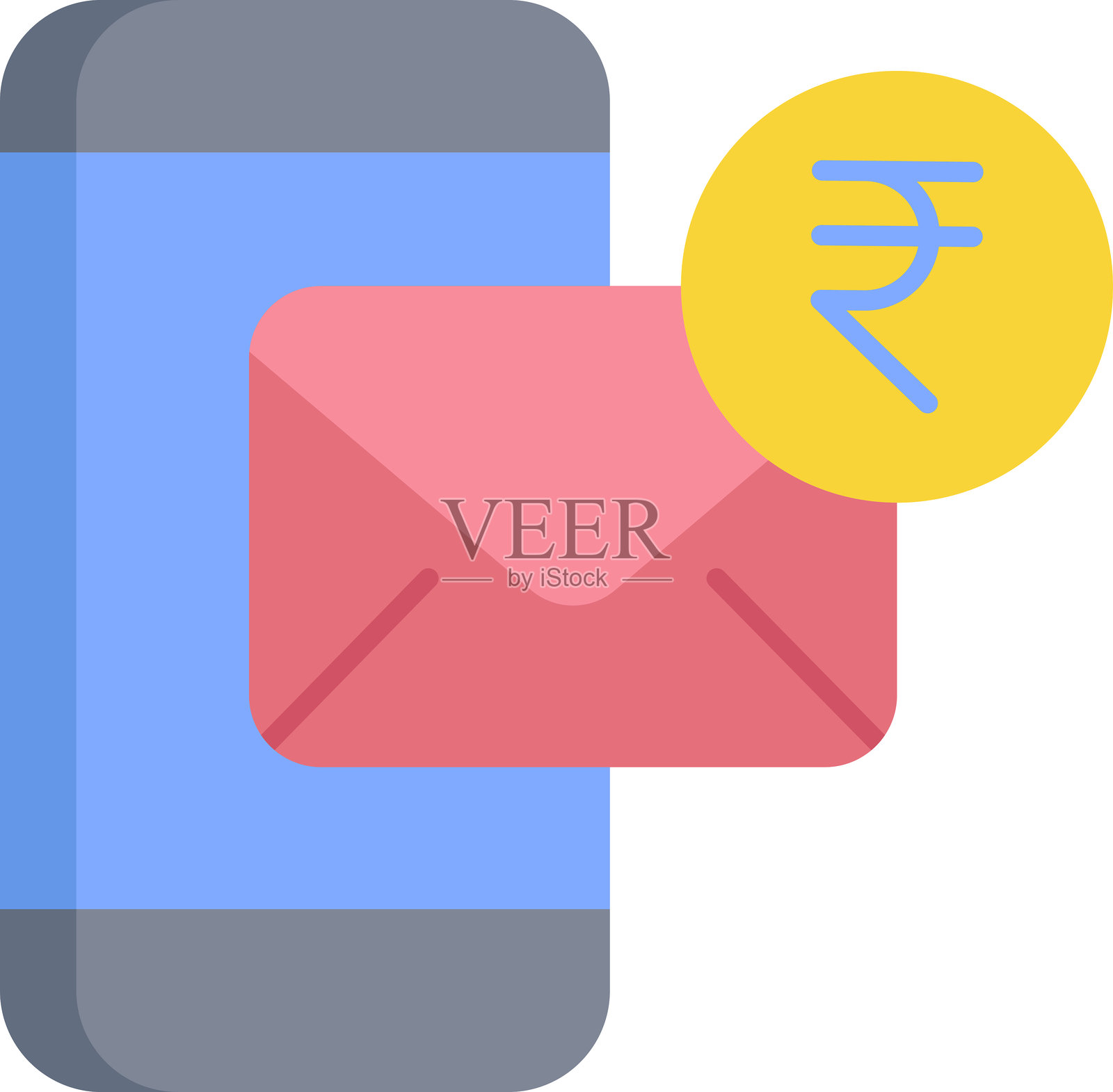 移动支付卢比扁平图标设计插画图片素材