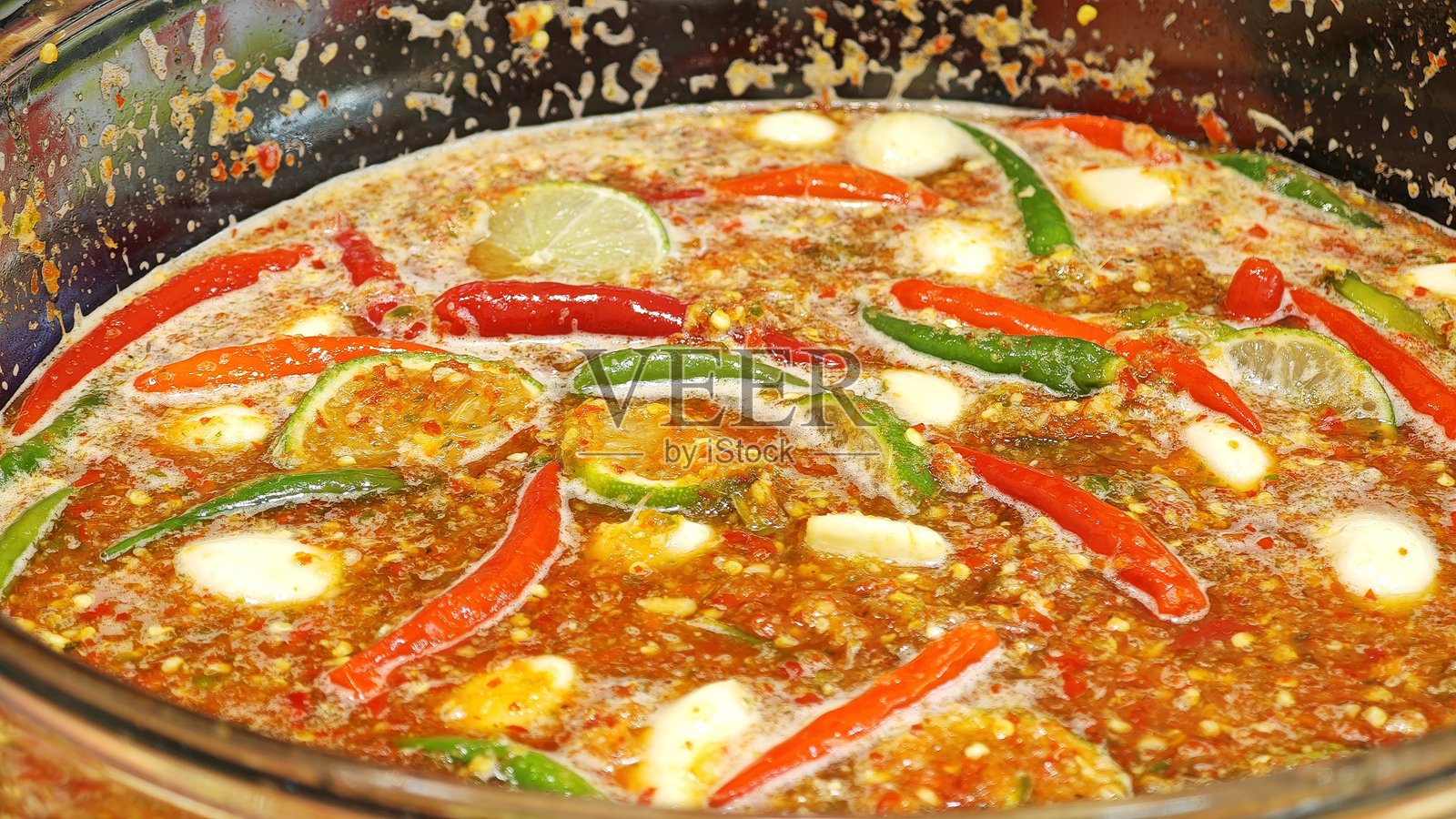 泰式辣味海鲜蘸酱。照片摄影图片