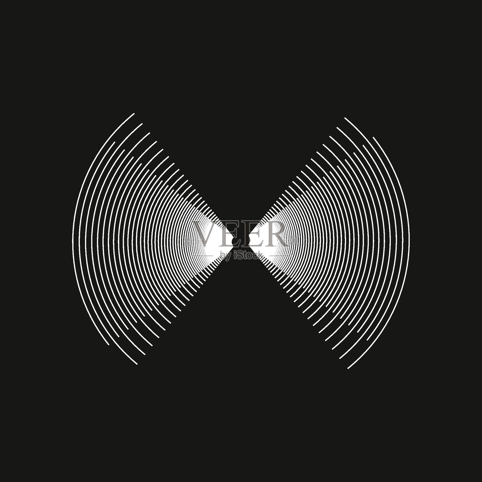 黑白科技风扇形雷达螺旋线条图案插画图片素材