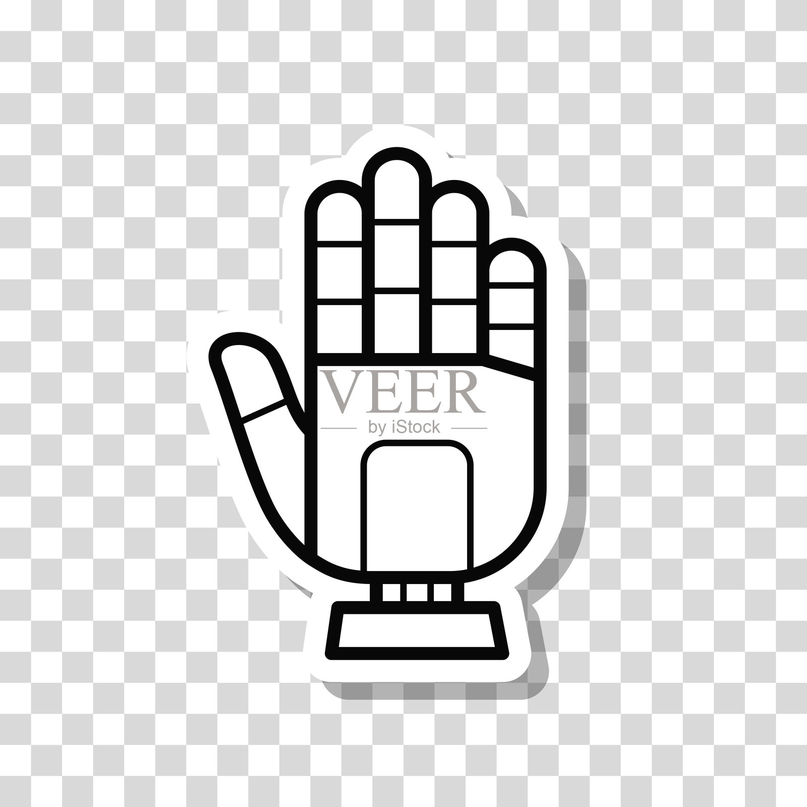 机器人手。空白背景上的图标贴纸插画图片素材