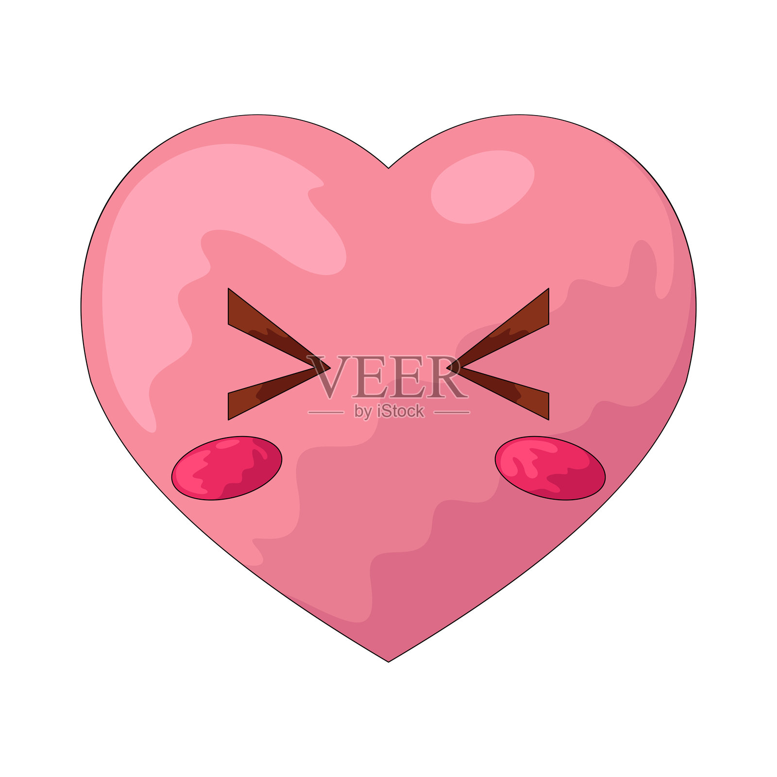 脸红的心插画图片素材