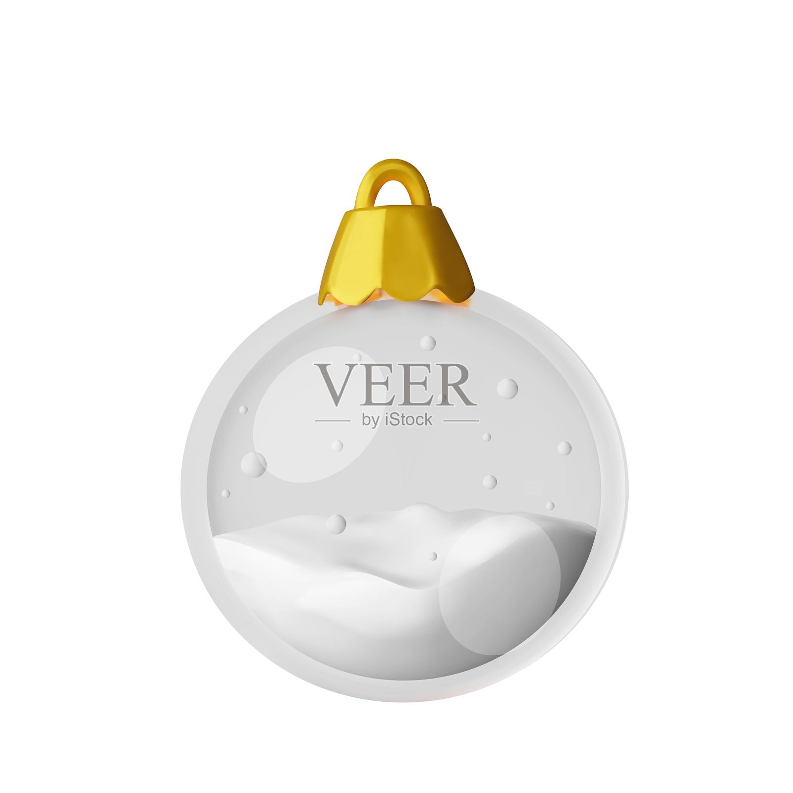 3D圣诞装饰球下雪插画图片素材