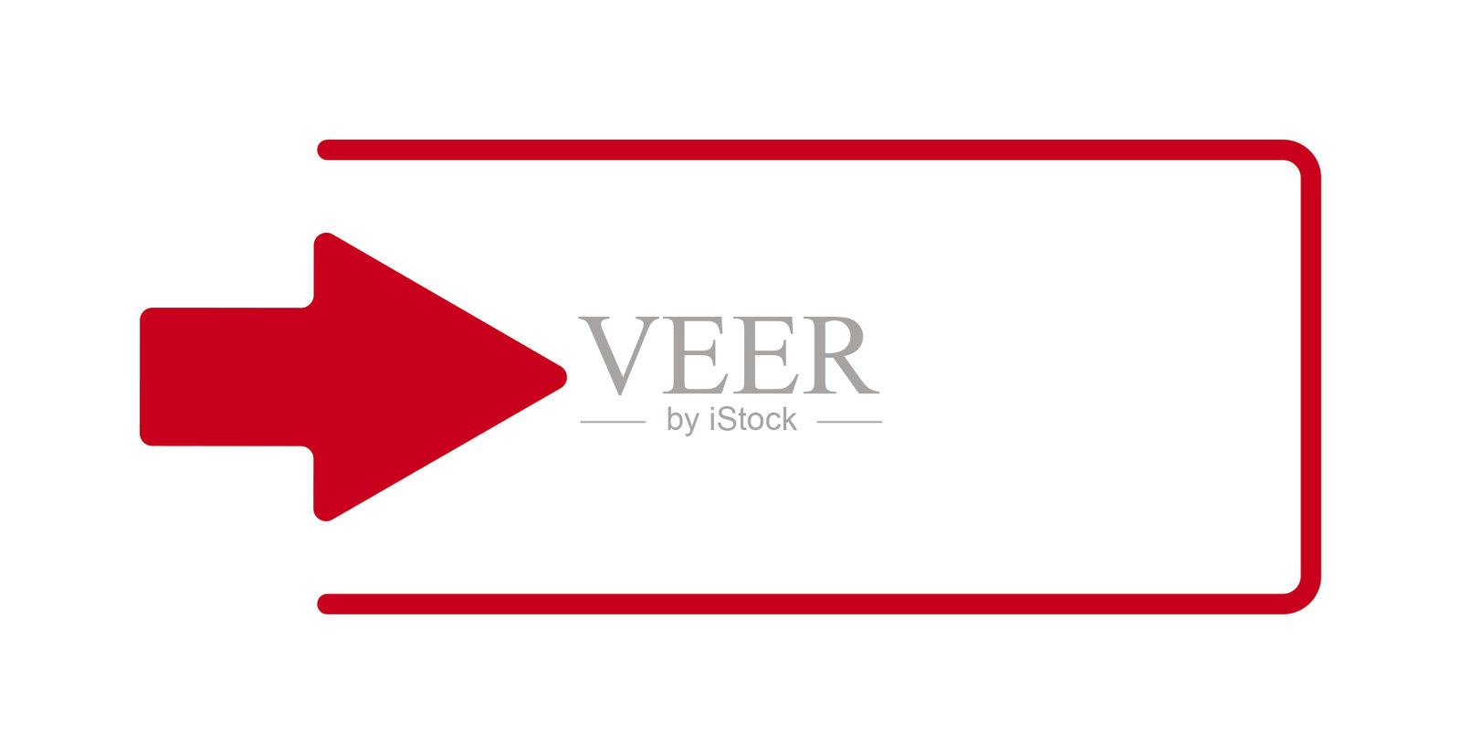 白色背景下的矩形框内的红色箭头插画图片素材