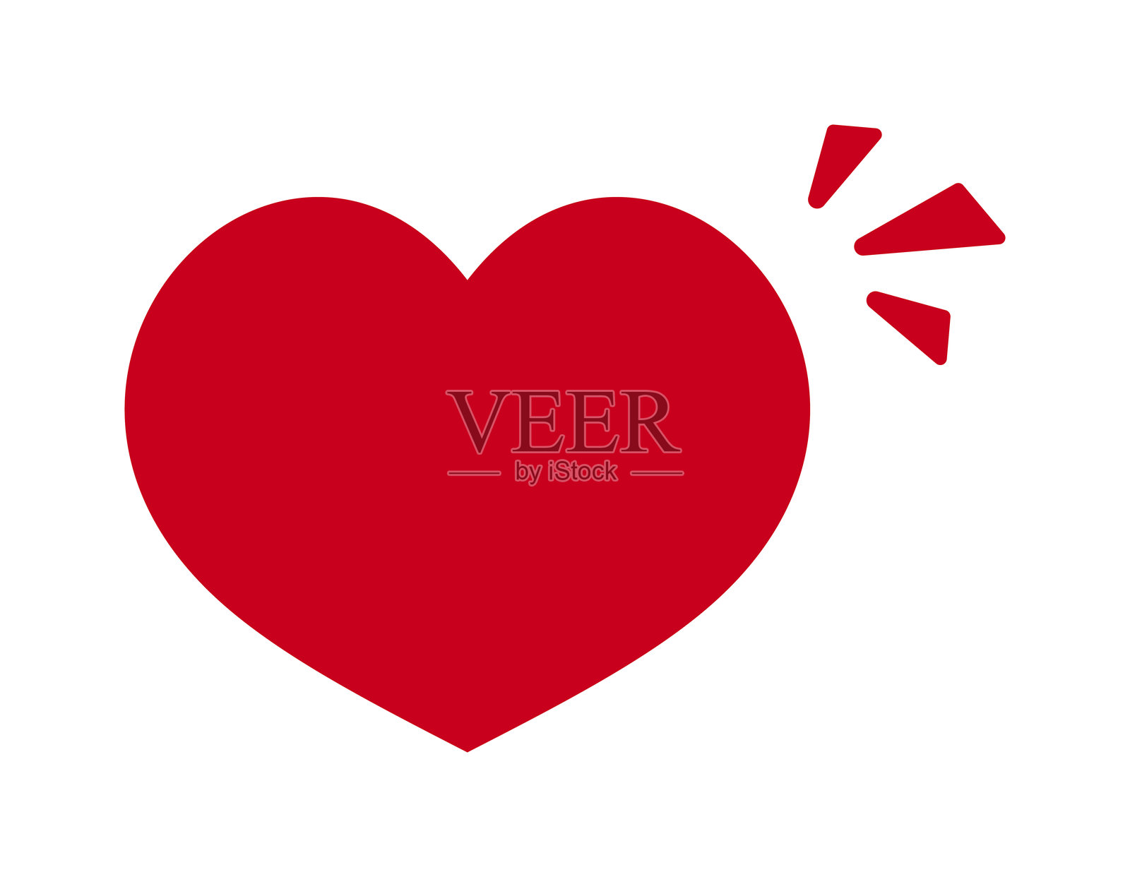 白色背景上的红色心形图案，带有光辉的装饰。插画图片素材