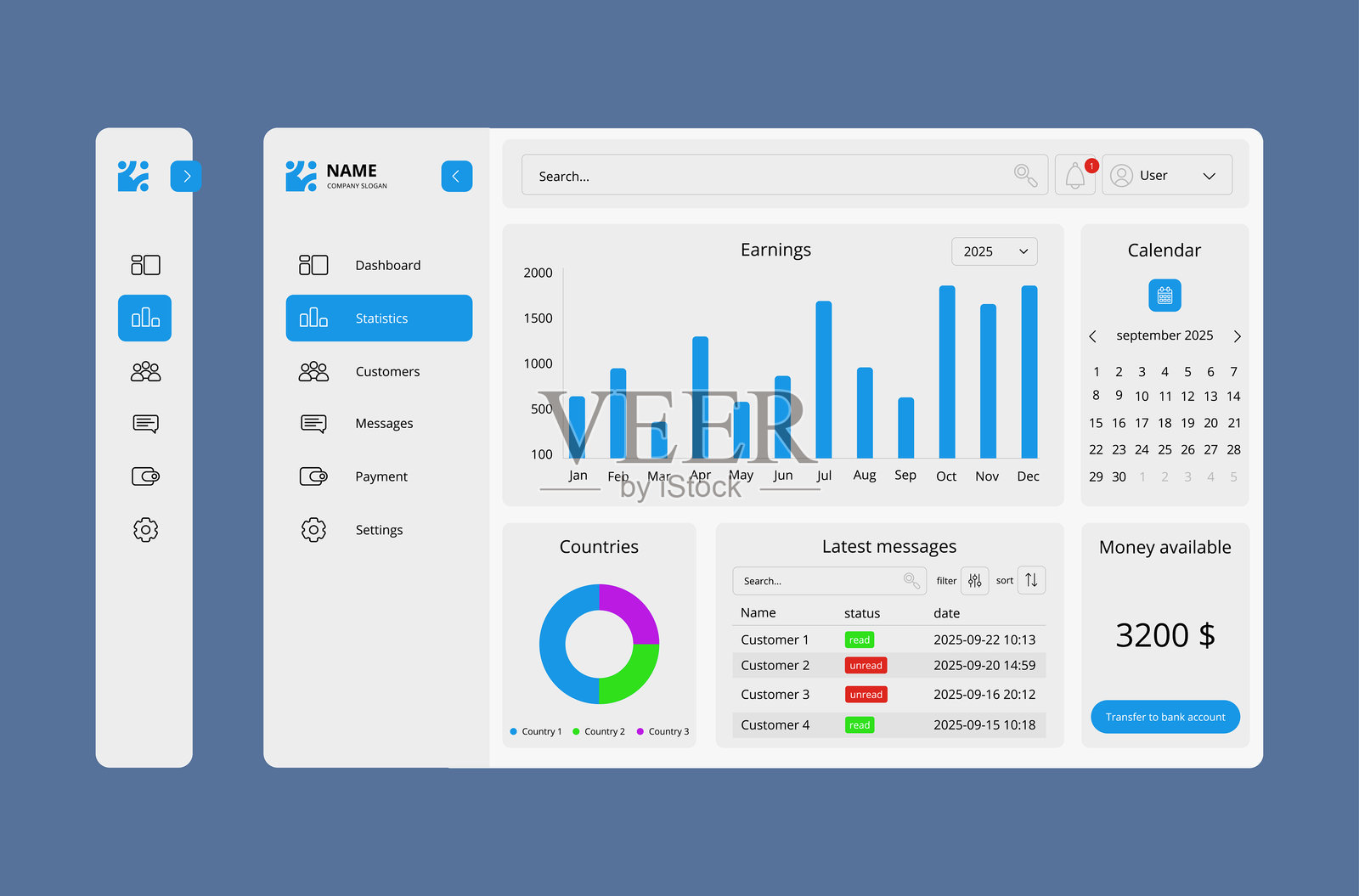 一套干净现代的仪表板菜单图标，专为网页和移动应用设计。插画图片素材