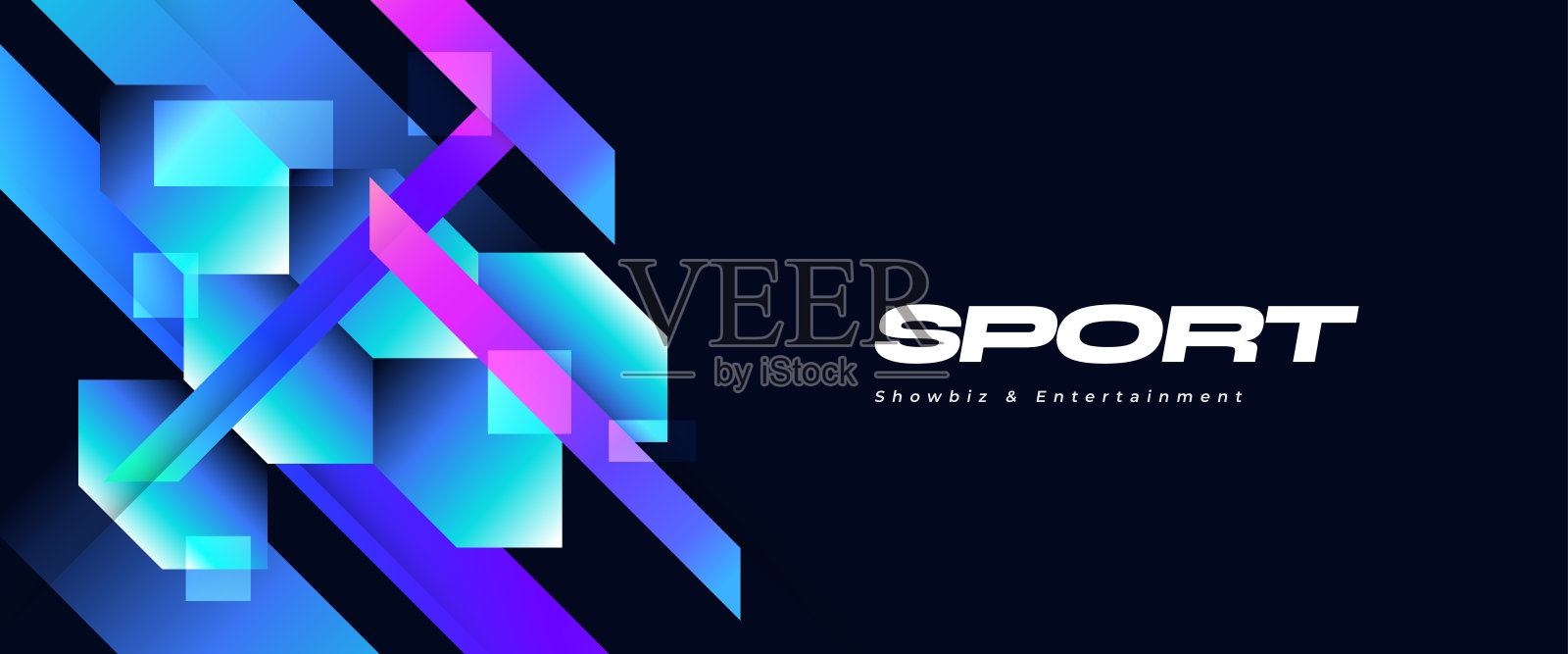 现代抽象背景，带有多彩渐变几何形状，适用于运动横幅或海报设计模板插画图片素材