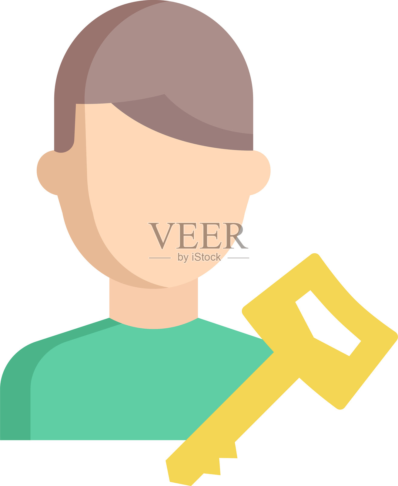 钥匙用户密码扁平图标设计插画图片素材