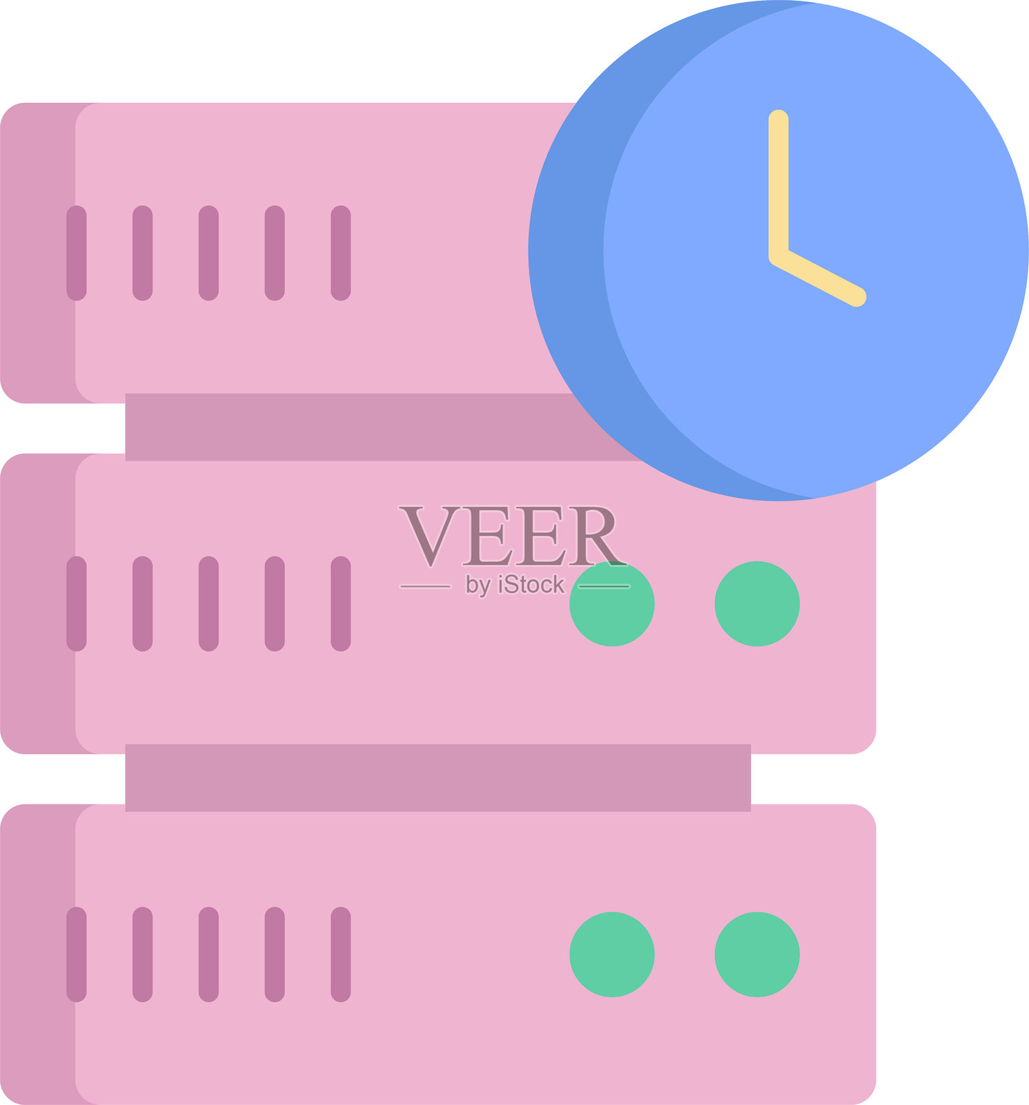 服务器时间扁平图标设计插画图片素材