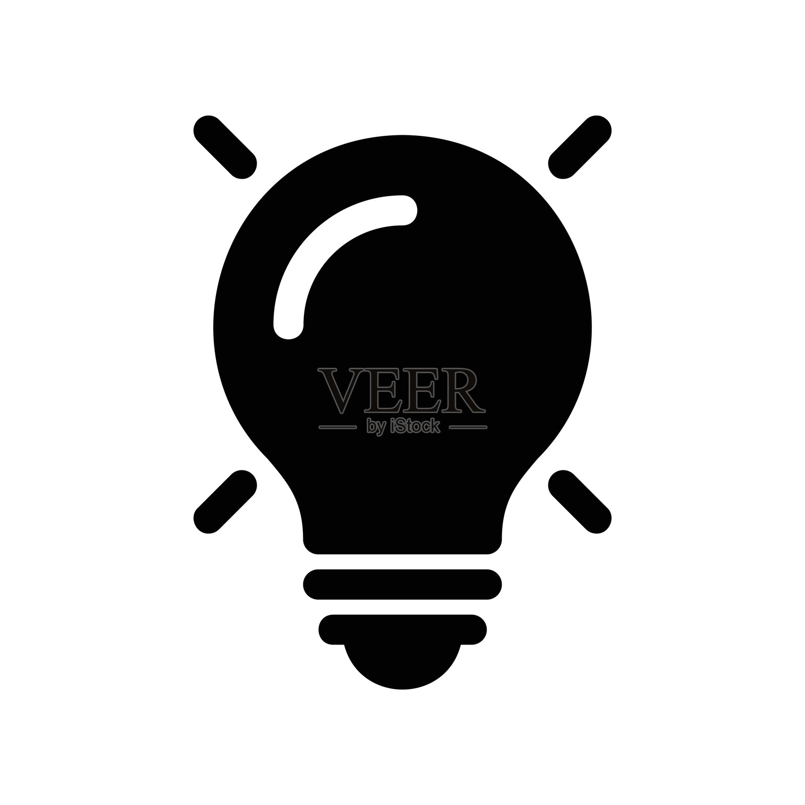 象征创意或能量的发光电灯泡图标插画图片素材