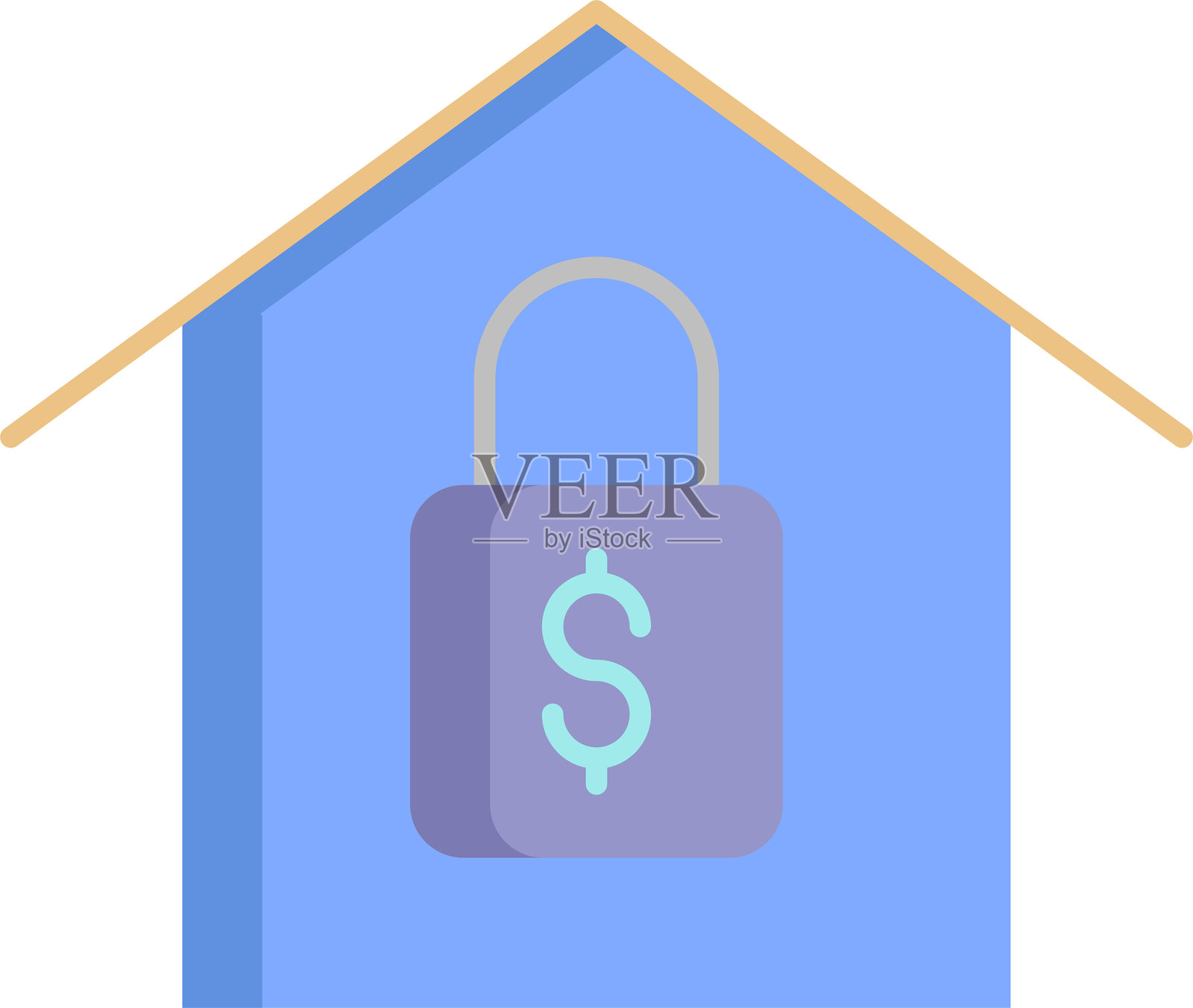 平面图标设计的滑动房屋锁插画图片素材