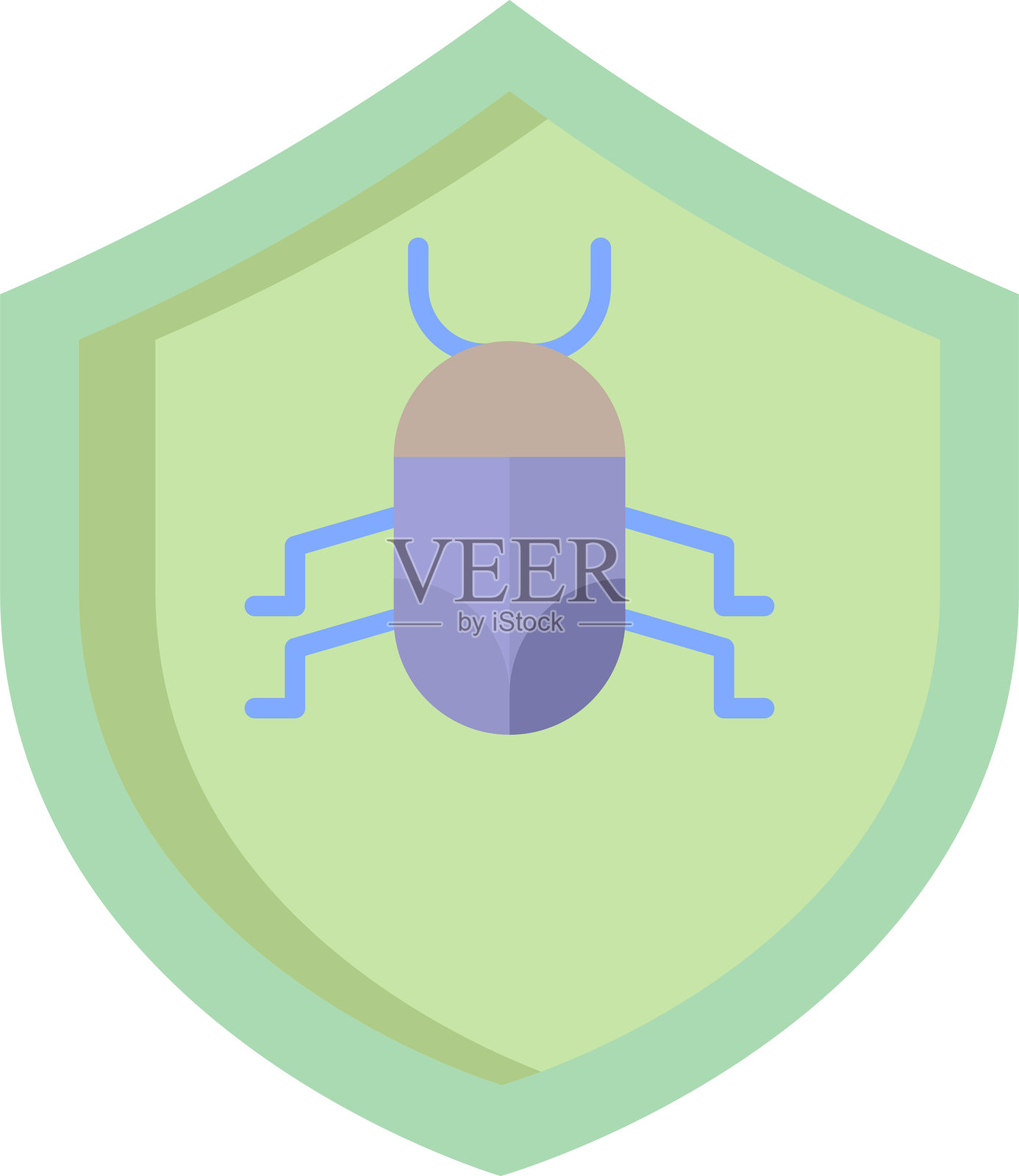 病毒防护盾平面图标设计插画图片素材