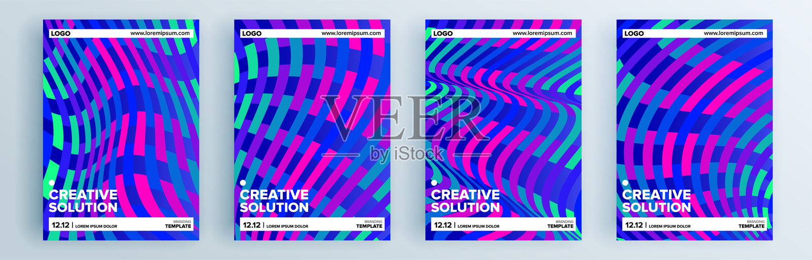 现代抽象封面套装，简约封面设计。色彩丰富的几何背景，矢量插图。插画图片素材