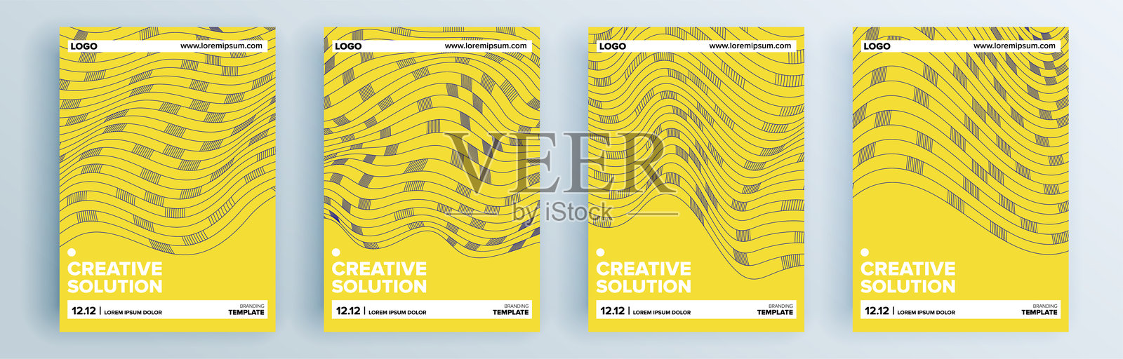 现代抽象封面套装，简约封面设计。色彩丰富的几何背景，矢量插图。插画图片素材