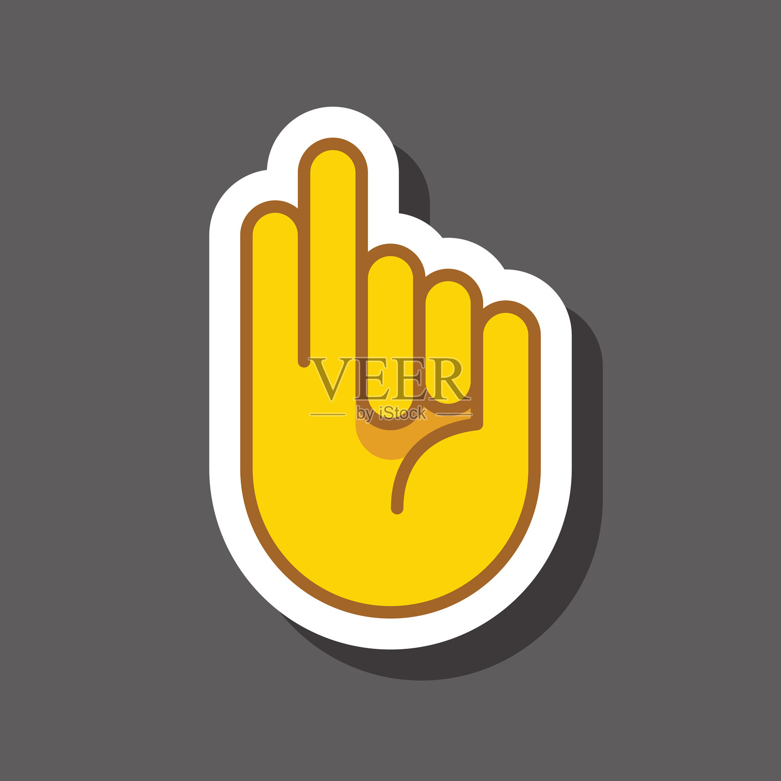 两根手指的表情符号贴纸插画图片素材