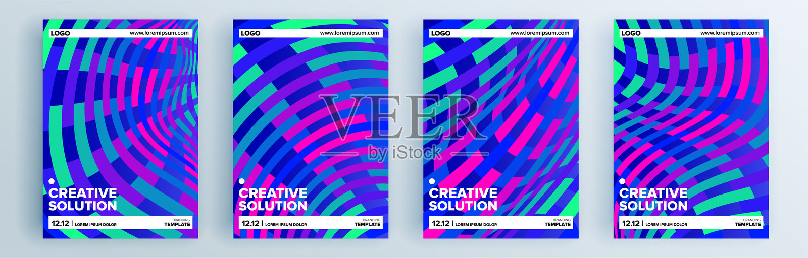 现代抽象封面套装，简约封面设计。色彩丰富的几何背景，矢量插图。插画图片素材