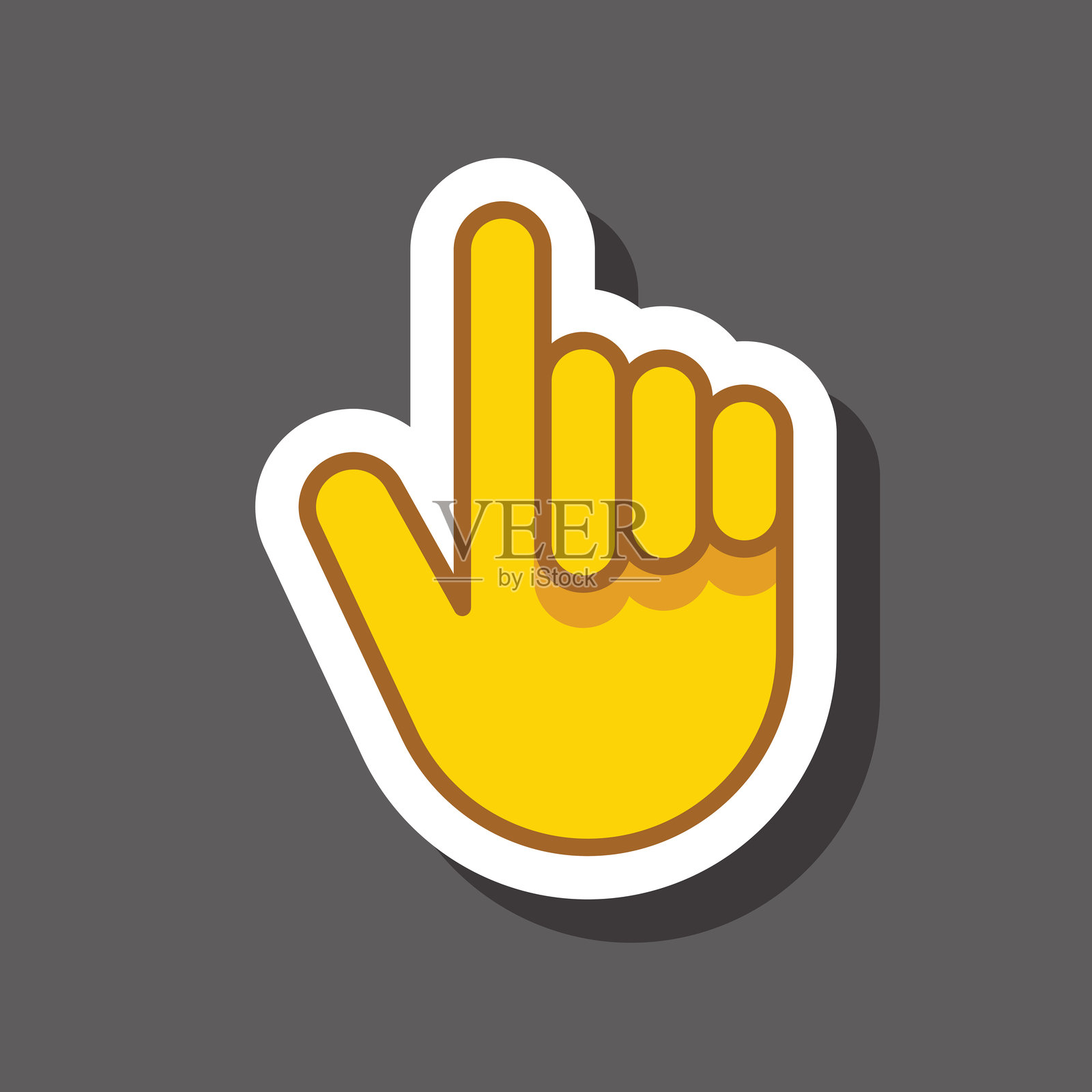 指向上方的手部表情贴纸插画图片素材