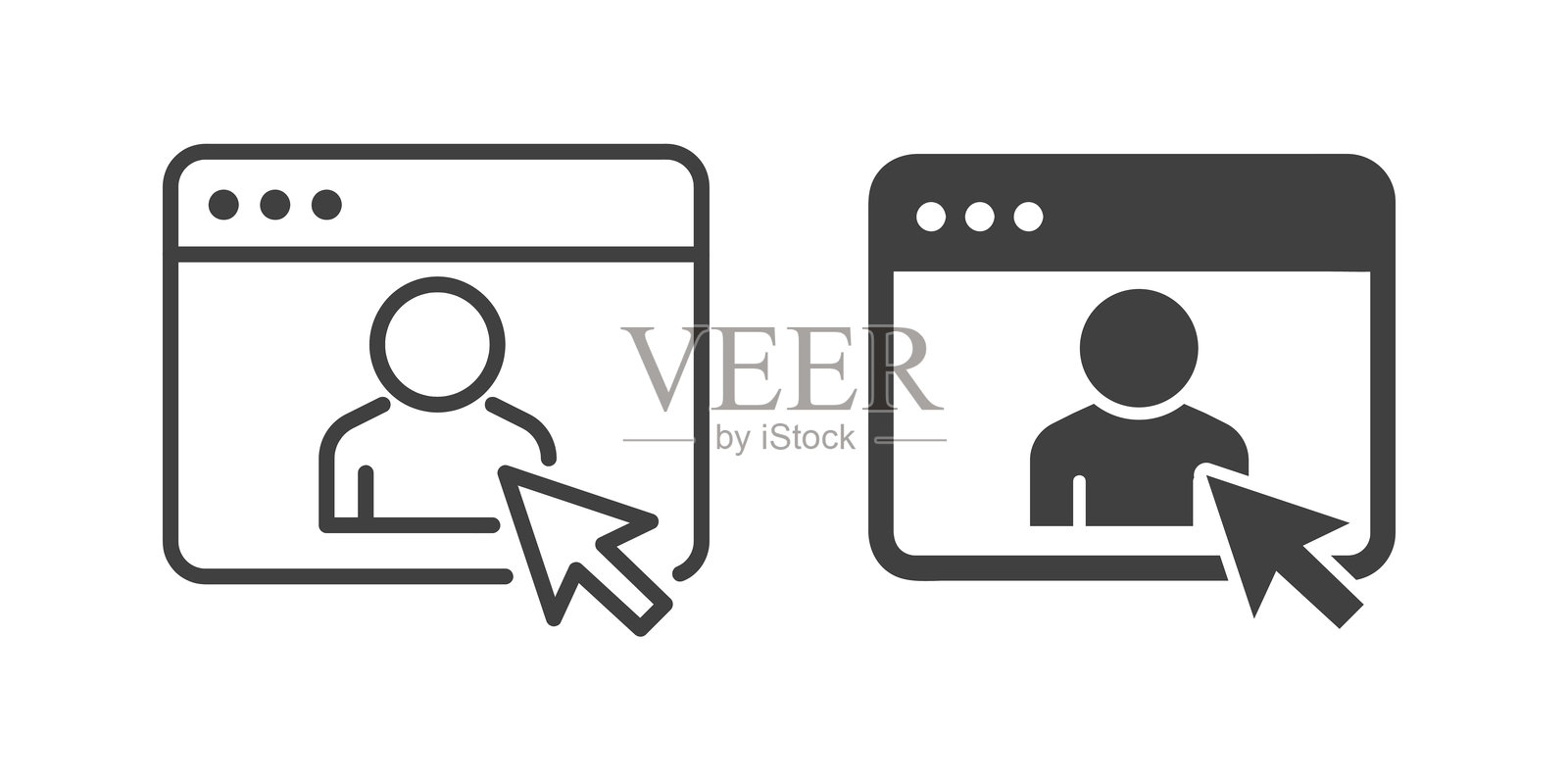 用户资料、登录和账户访问点击图标。线条和图形实心图标插画图片素材