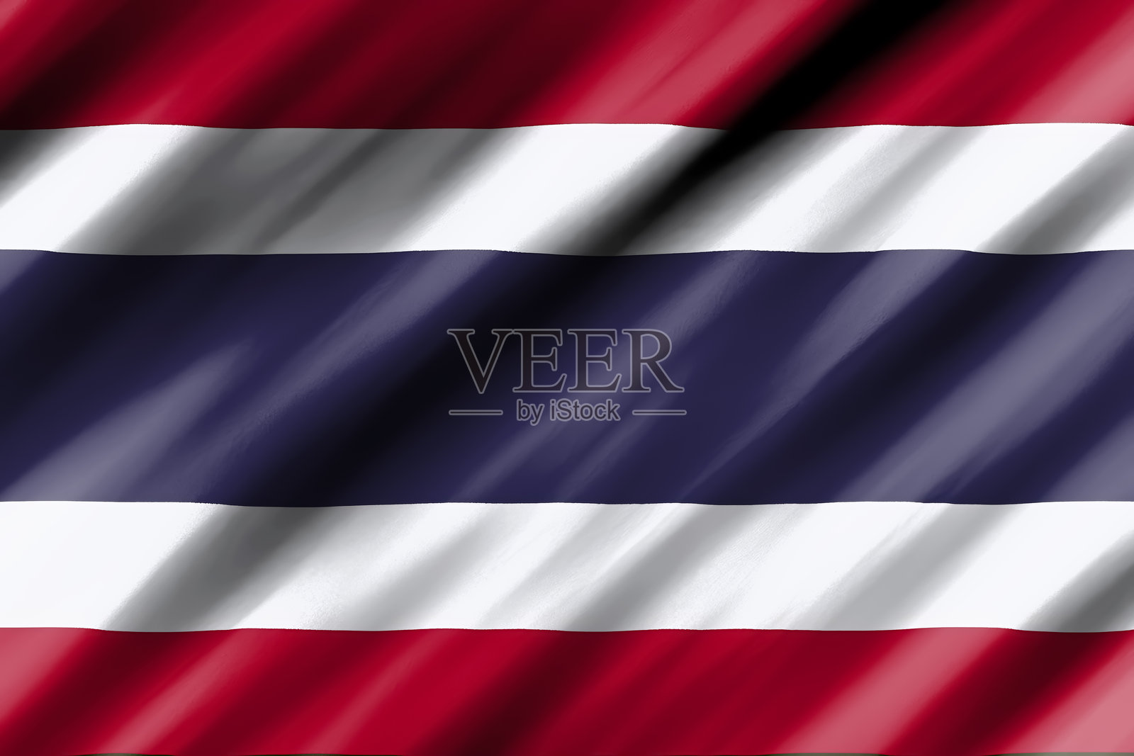 泰国国旗在风中飘扬的特写。3D插图。照片摄影图片