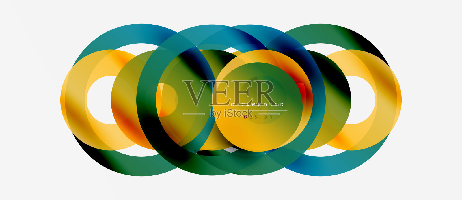 抽象的彩色圆圈重叠，形成动态视觉效果。现代设计元素，用于背景和演示文稿。插画图片素材