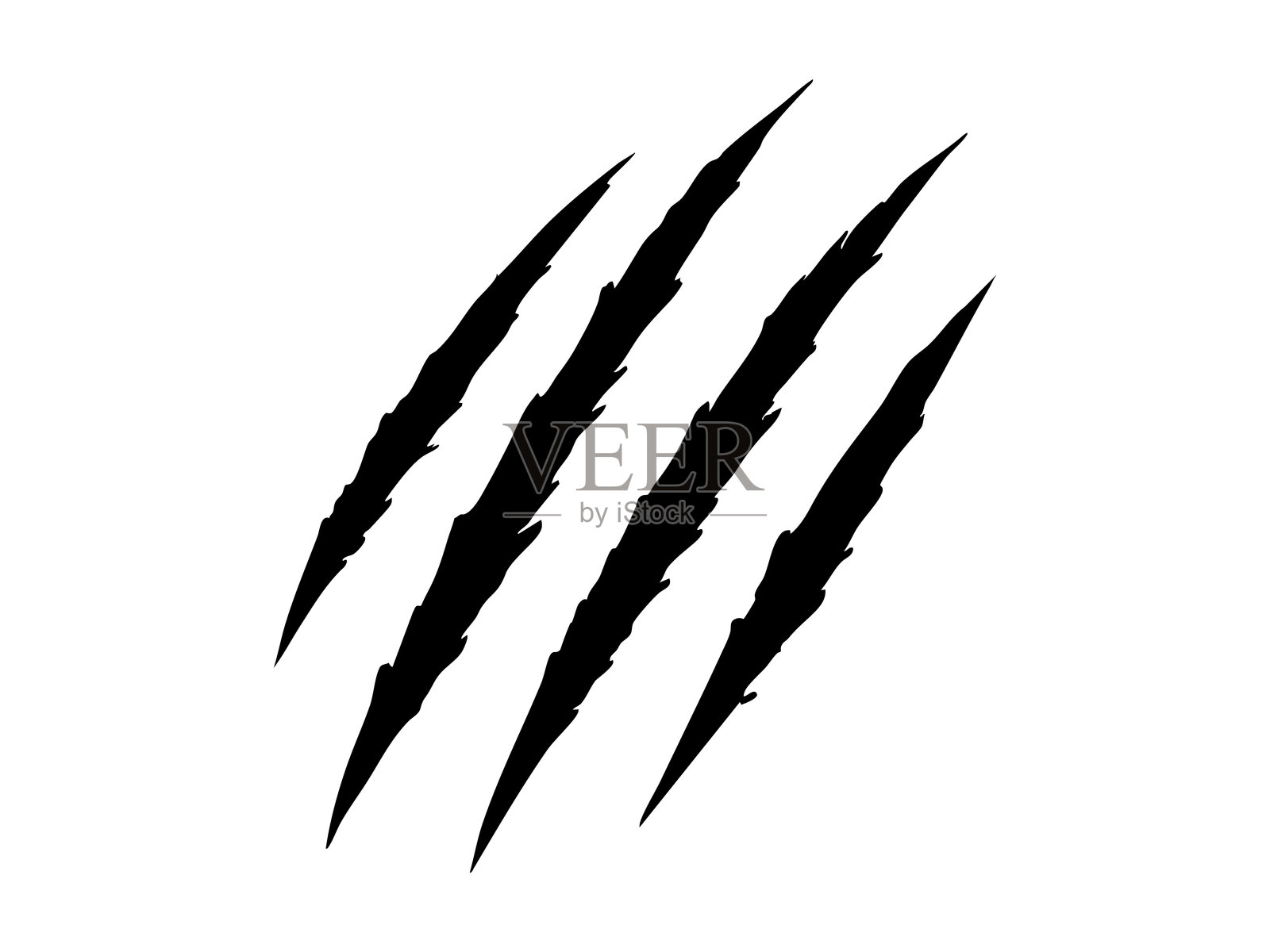 爪子划痕图标，白色背景上的爪子标志矢量插图插画图片素材