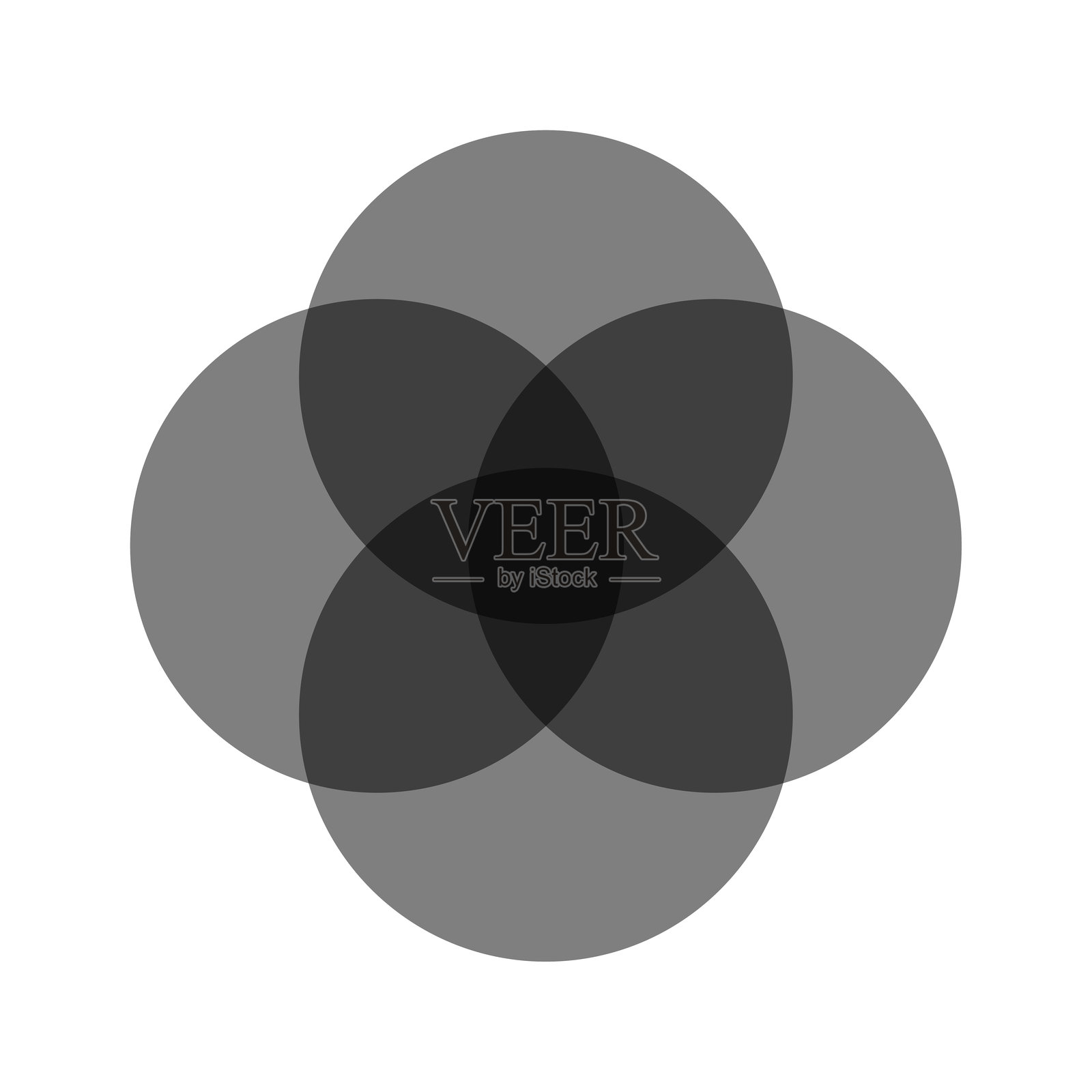 重叠圆形插图。几何透明形状。抽象连接符号。现代图形矢量。插画图片素材