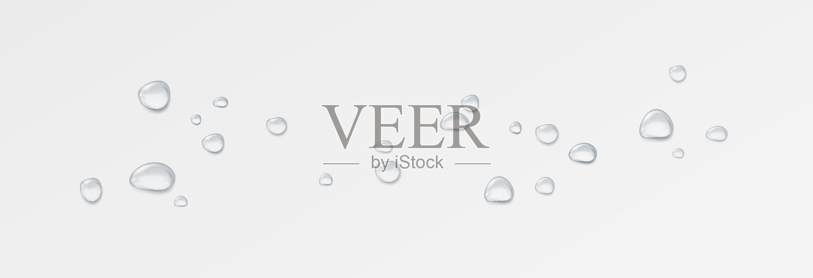 透明背景上的真实水滴。雨滴、表面上的冷凝水，带有光影反射，矢量图。插画图片素材