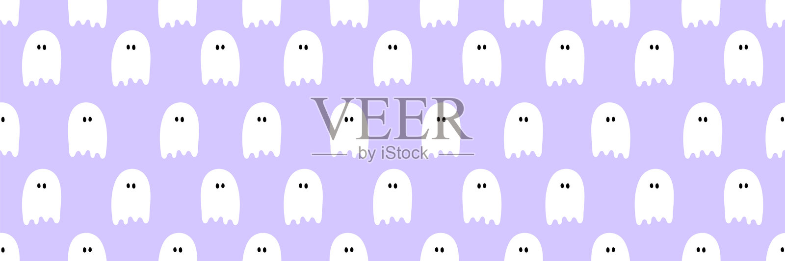 万圣节背景。可爱鬼魂的无缝纹理。横幅。矢量插图插画图片素材