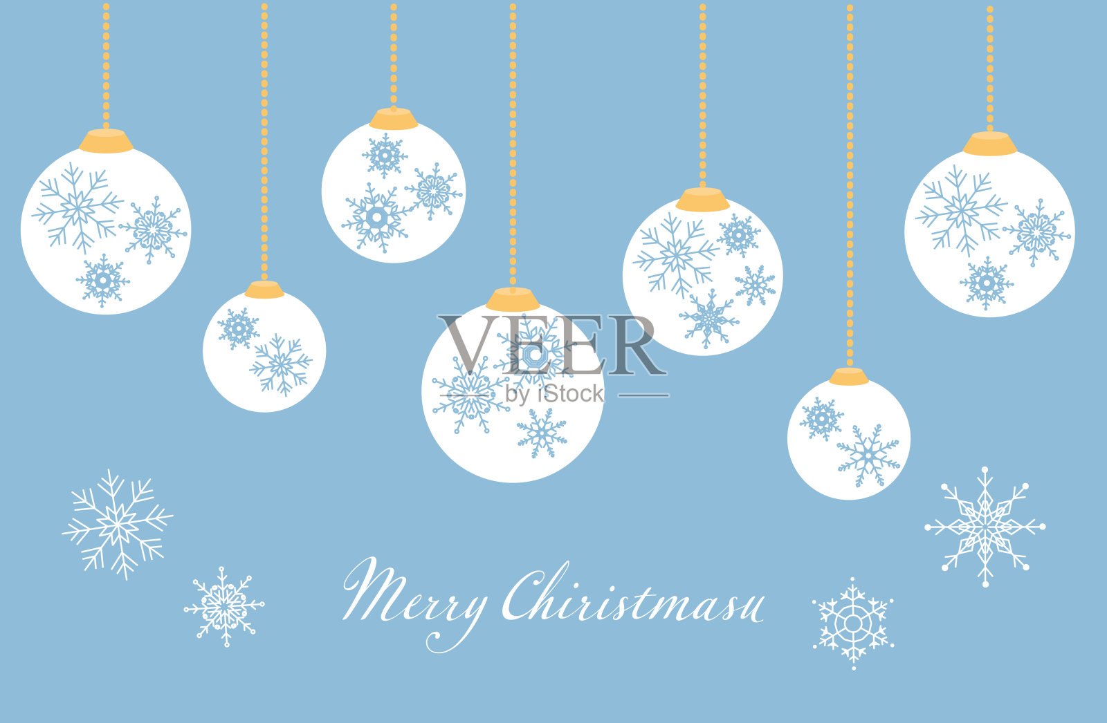 黑色背景上的蓝色圣诞装饰球，带有雪花图案和节日祝福信息，适用于季节性装饰和贺卡的节日矢量插图插画图片素材