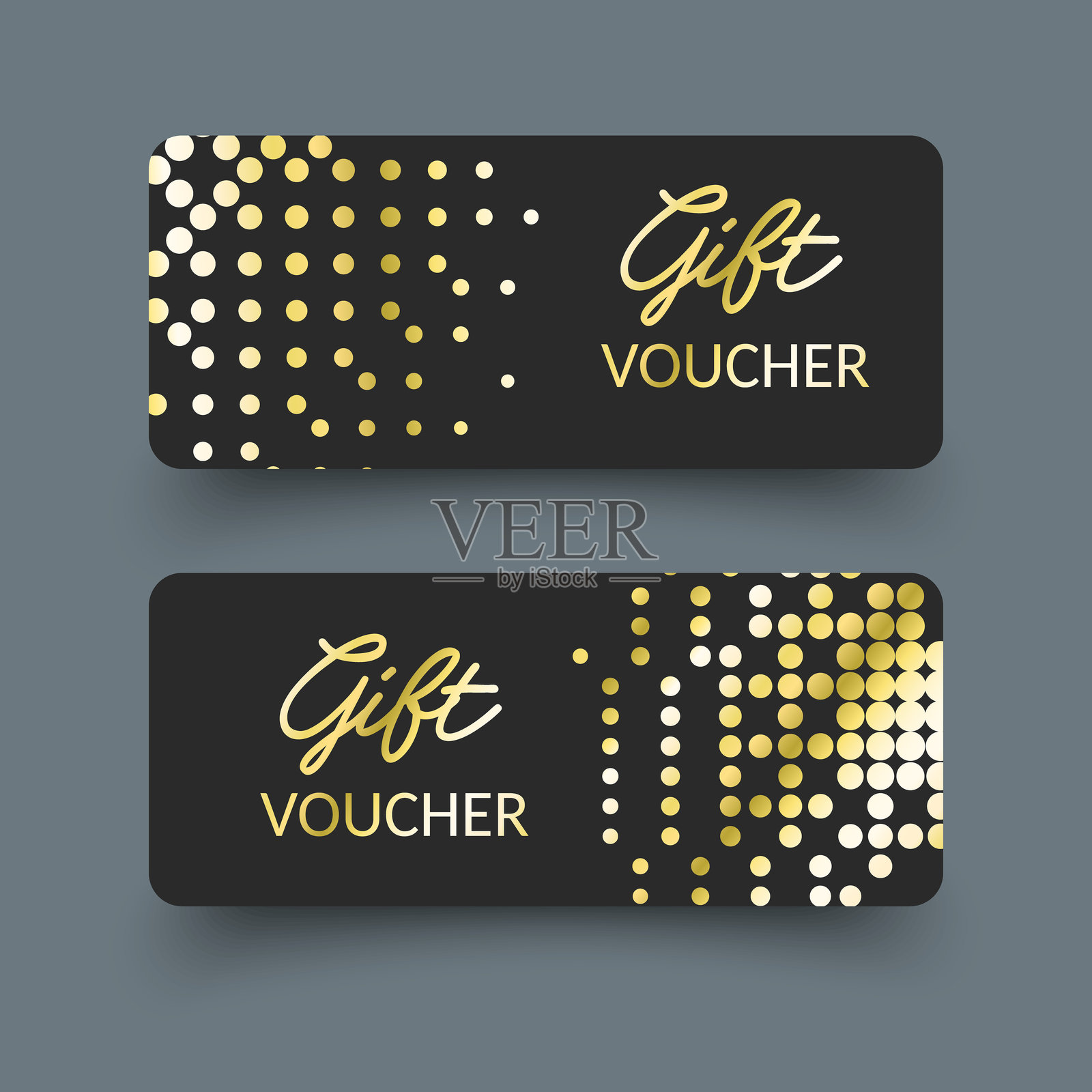 优雅的礼品券或礼品卡，带有金色闪光效果插画图片素材